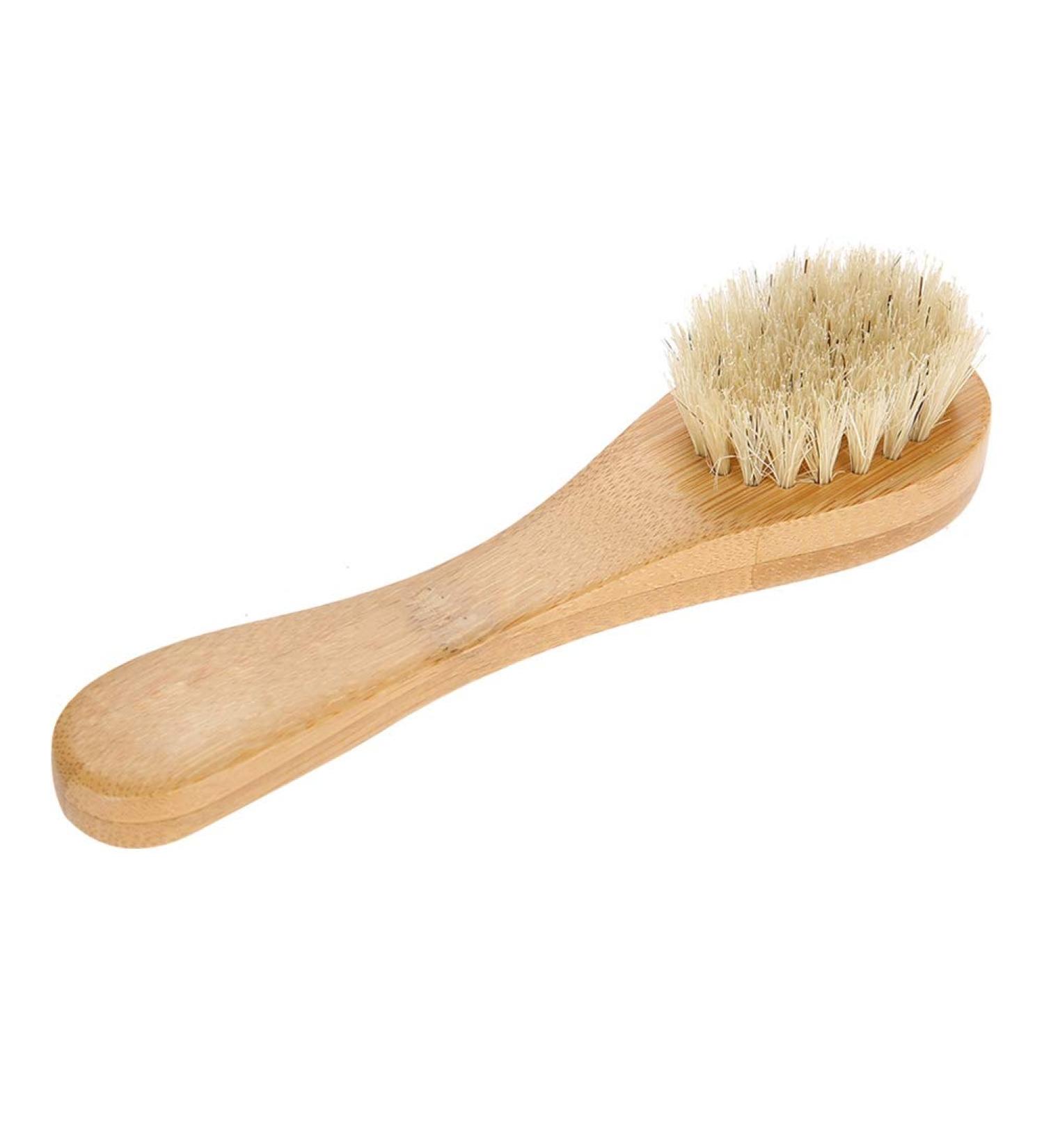 Soft Bristle Facial Cleansing Exfoliating Brush with Wood Handle - Skin Cleaning Scrubber for Face, Neck, and Hands - Buy Online on GoSupps.com