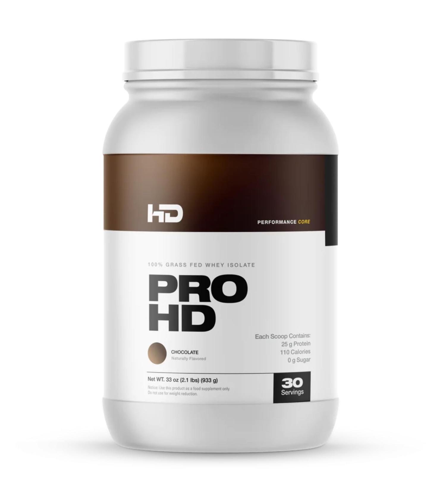 HD Muscle ProHD Protein - 100% Grass Fed Whey Isolate | 25g Protein 110 Calories Zero Fillers | 30 Servings (Chocolate) - International Shipping Available - Buy Online on GoSupps.com