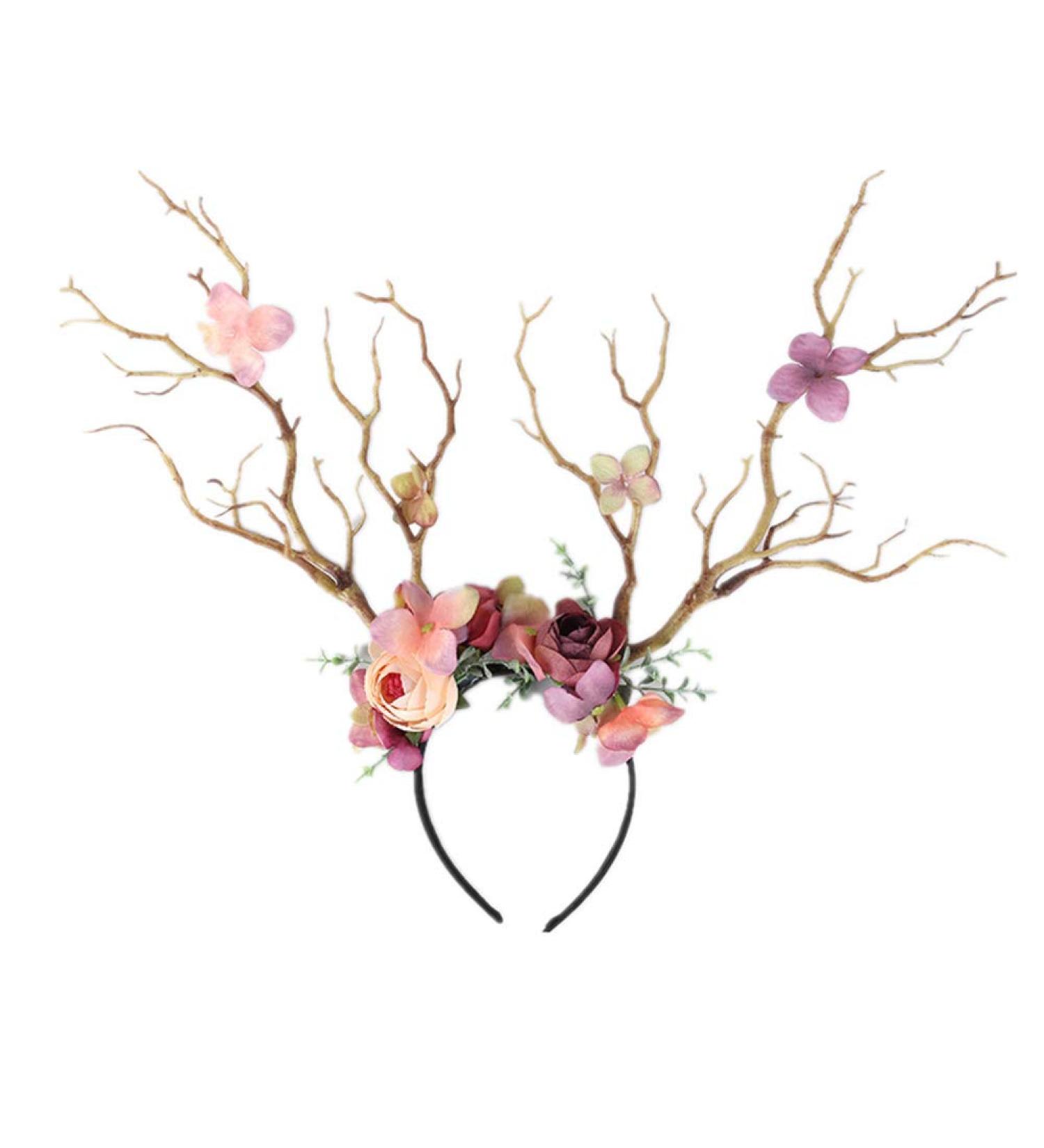 Buy Chronstyle Christmas Elk Antler Hair Hoop - Cute Floral Headpiece for Women & Girls | Perfect for Carnivals & Holiday Parties - Buy Online on GoSupps.com