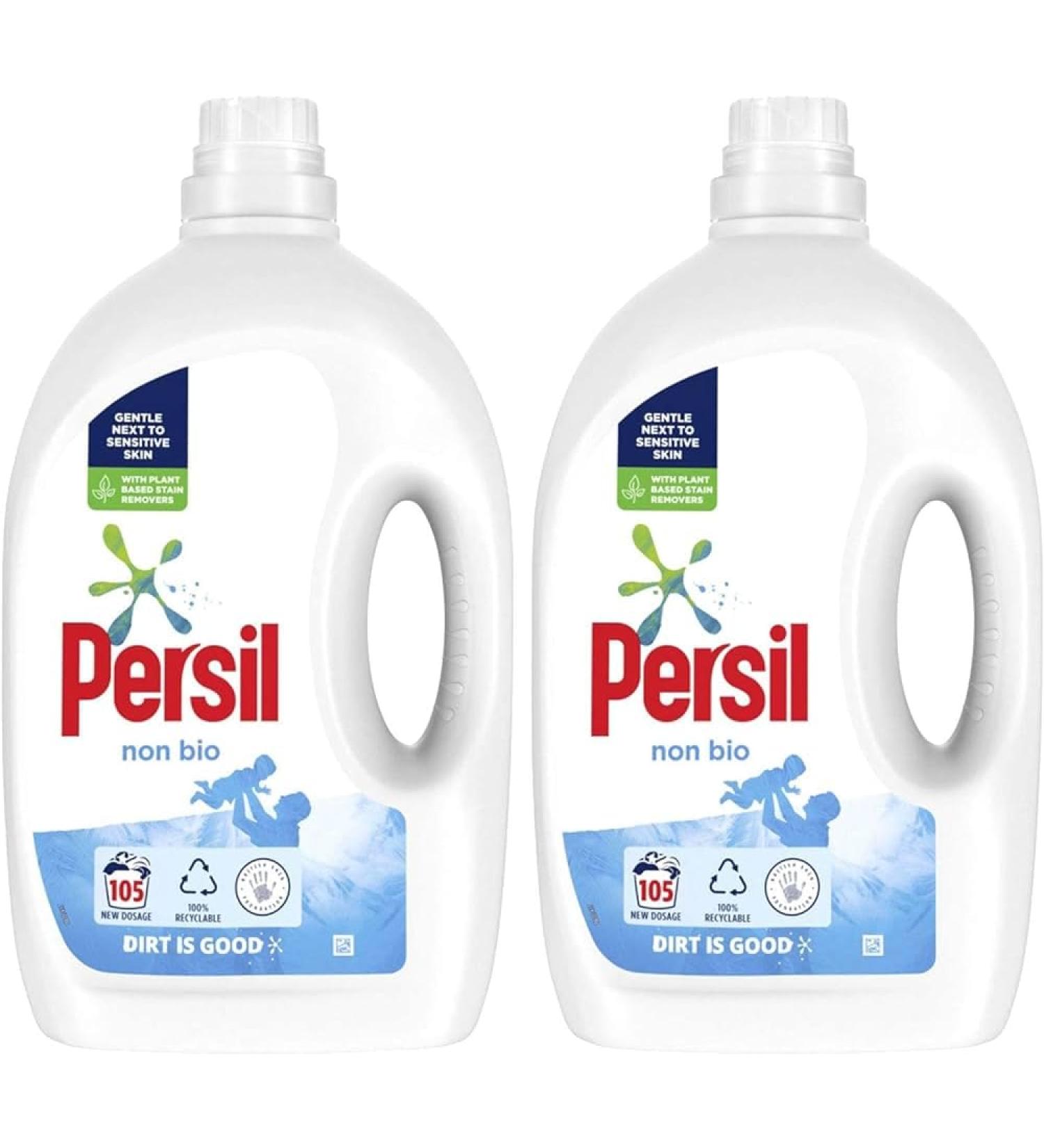 Persil Non-Bio Laundry Liquid - (Pack Of 2) - Dermatologically Tested - 105 Wash 2.83L - By Shop 4 Less