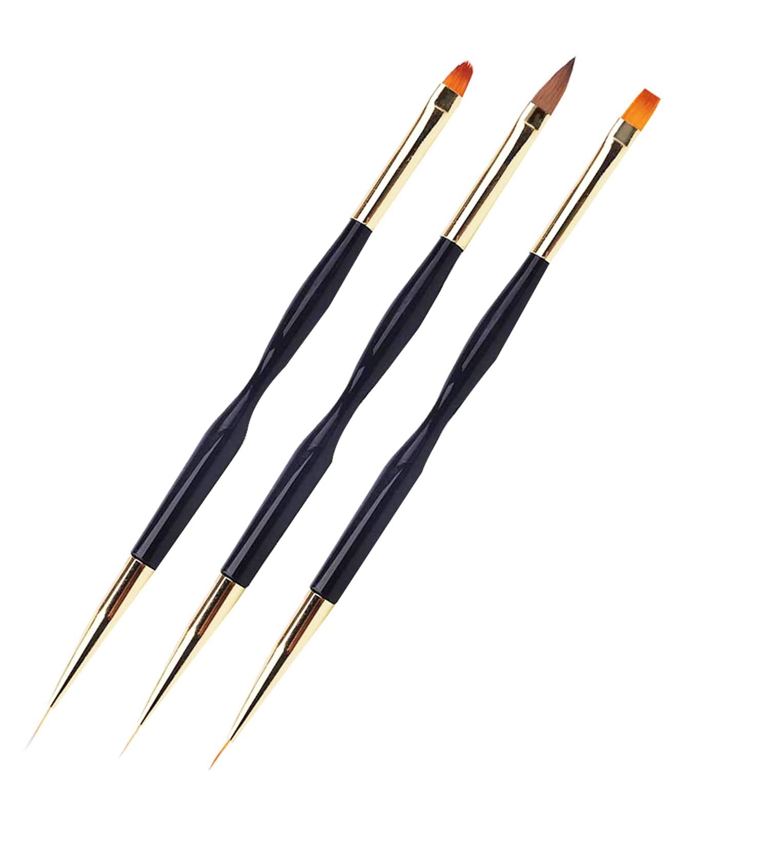 Jiklophg 3 Piece Set Nail Art Pen Double Headed Nail UV Gel Painting Brush Stick Manicure Decoration Tool Tips Draw Line Flower Kit - Buy Online on GoSupps.com