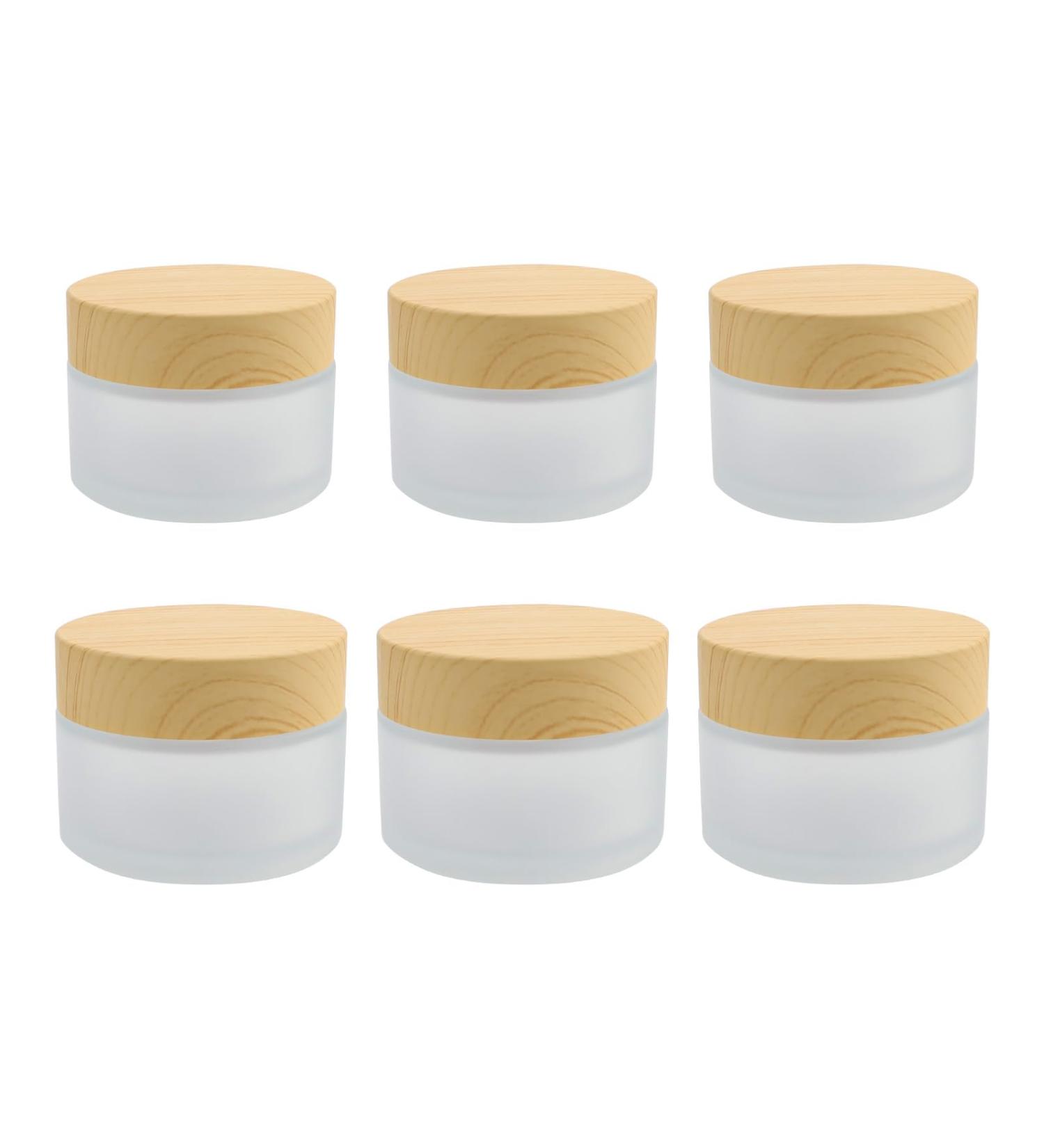 WJUAN 6 Pieces Empty Cosmetic Containers Frosted Empty Cream Jar with Wood Grain Lid Small Pot with Non-Slip Thread at the Bottom of the Bottle Suitable for Storing Creams and Iotions - Buy Online on GoSupps.com