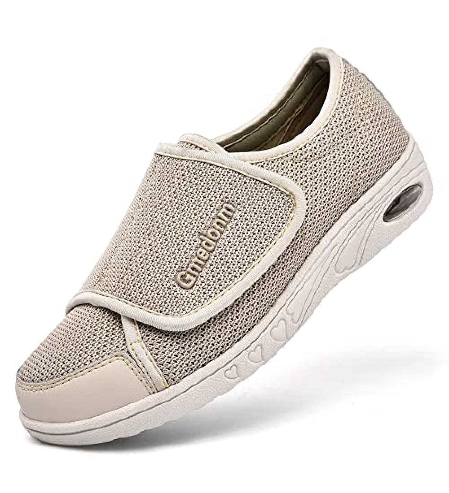 Gmedonm Women's Adjustable Wide Shoes for Diabetic Edema & Plantar Fasciitis - Beige 9.5 Wide - Buy Online on GoSupps.com