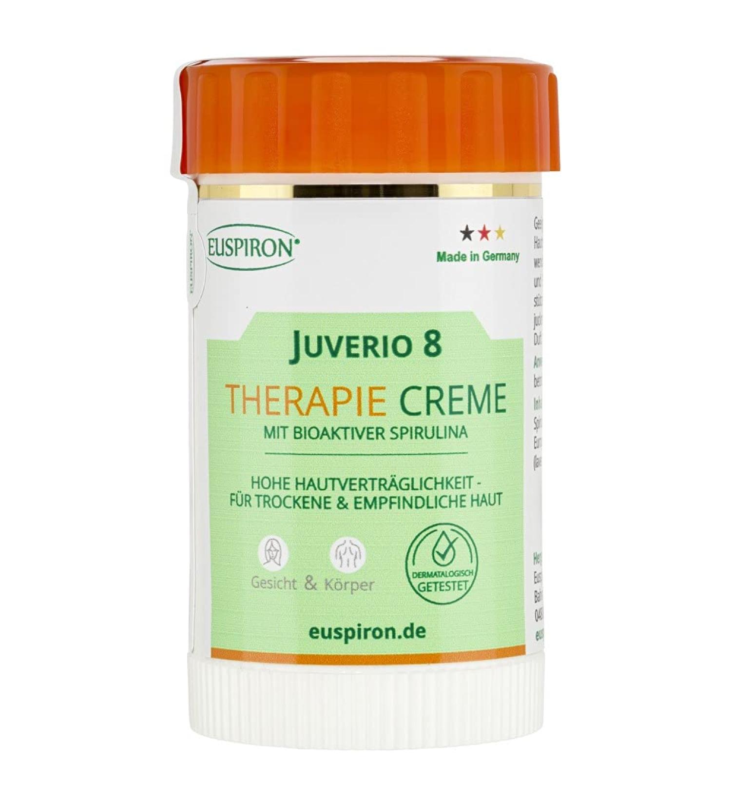 Juverio 8 Therapy Cream - 8% Spirulina for Impure & Dry Skin Relief | Neurodermatitis Psoriasis Redness Itching (30 ml) - Buy Online on GoSupps.com