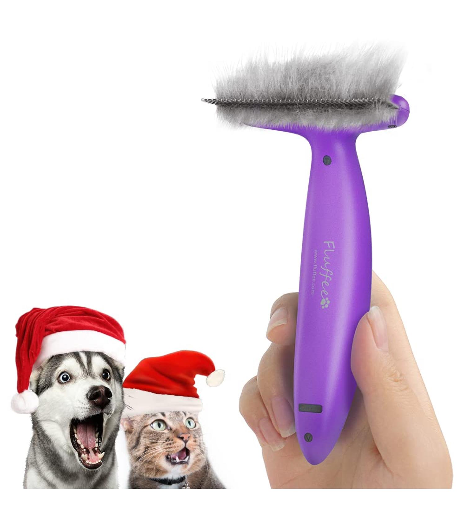 FLUFFEE Pet Grooming Brush for Shedding - Professional Deshedding Tool with Replaceable Combs for Cats and Dogs - Purple - Buy Online on GoSupps.com