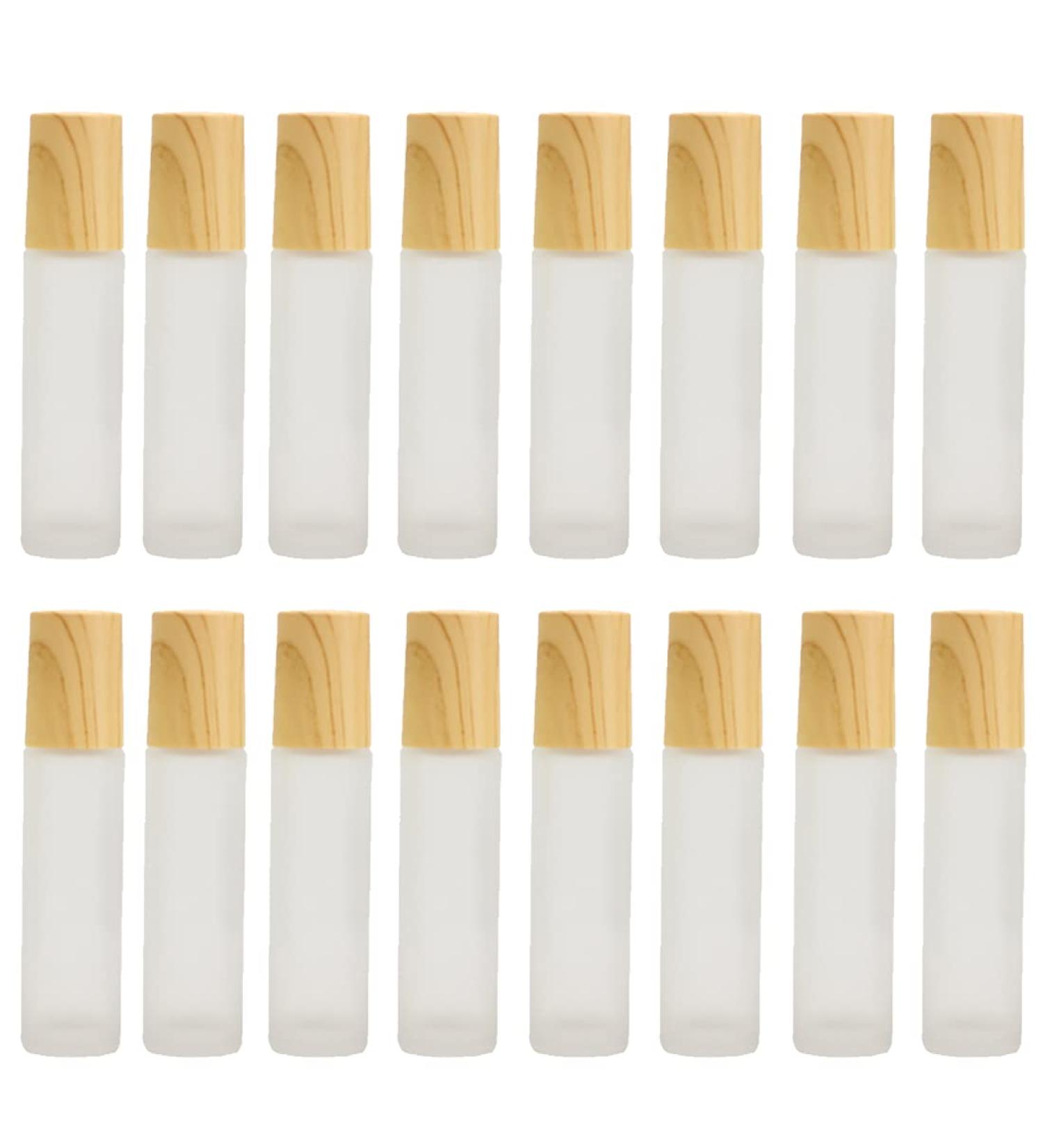 16Pcs 10ml Glass Roll On Bottles with Bamboo Lid - Eco-Friendly Essential Oil Containers & Refillable Clear Perfume Sample Kits - Buy Online on GoSupps.com