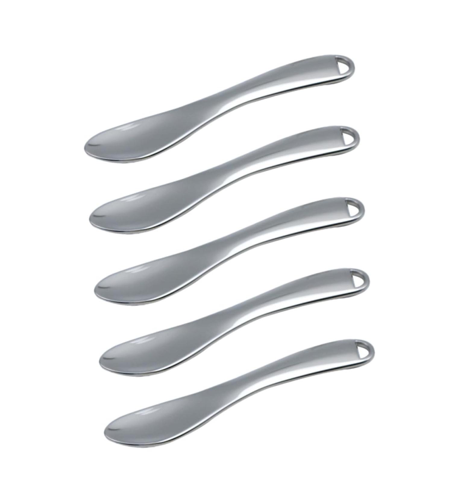 Baluue 5pcs Cosmetic Beauty Spoon Makeup Spoon Facial Spoon Mini Cosmetic Spoon Eye Cream Zinc Alloy Silver 6.5X1.3X0.3CM Silver - Buy Online on GoSupps.com