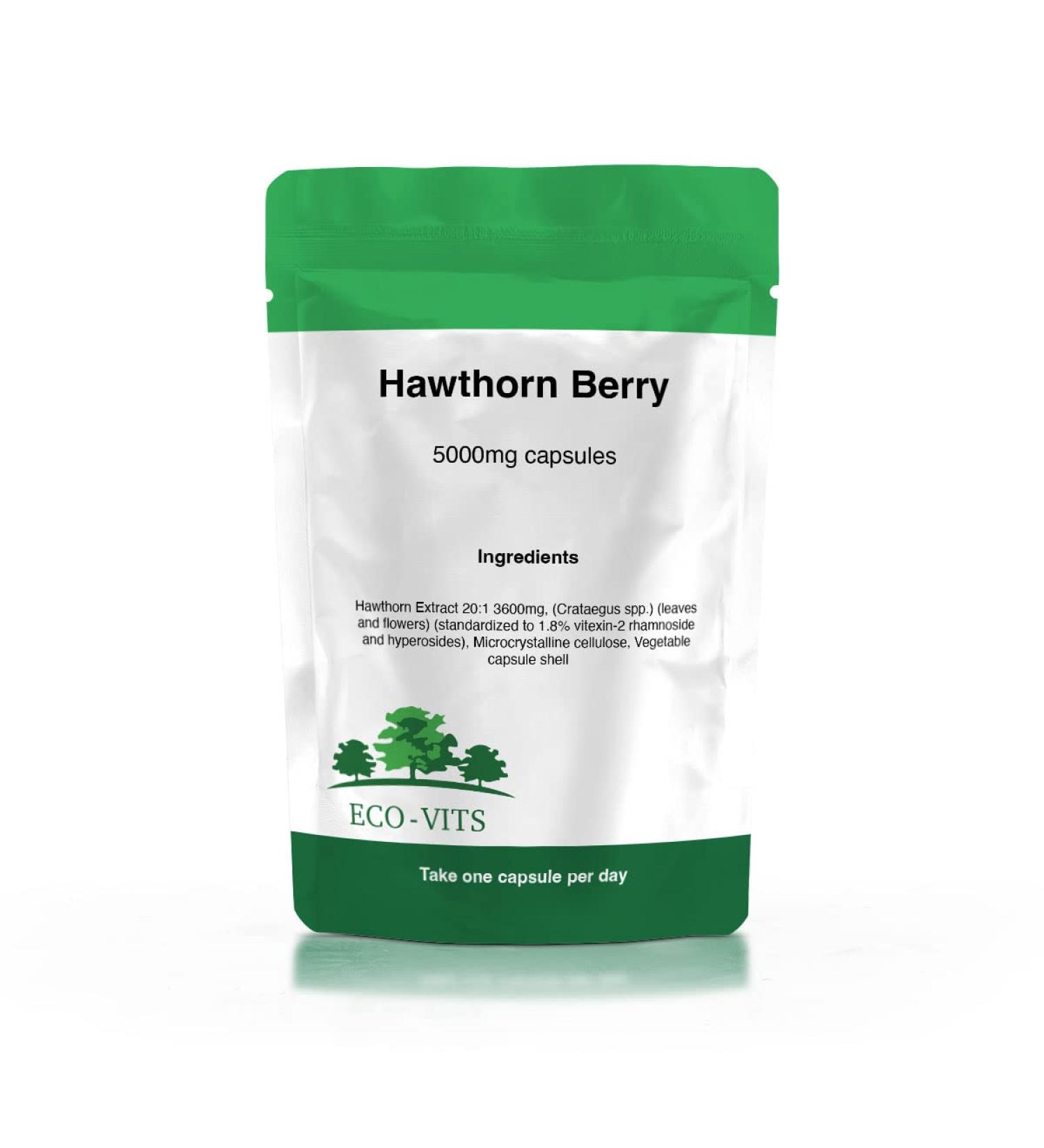 Eco-Vits ECO-VITS Hawthorn Berry (5000MG) 240 capsules Recyclable packaging Sealed pouch