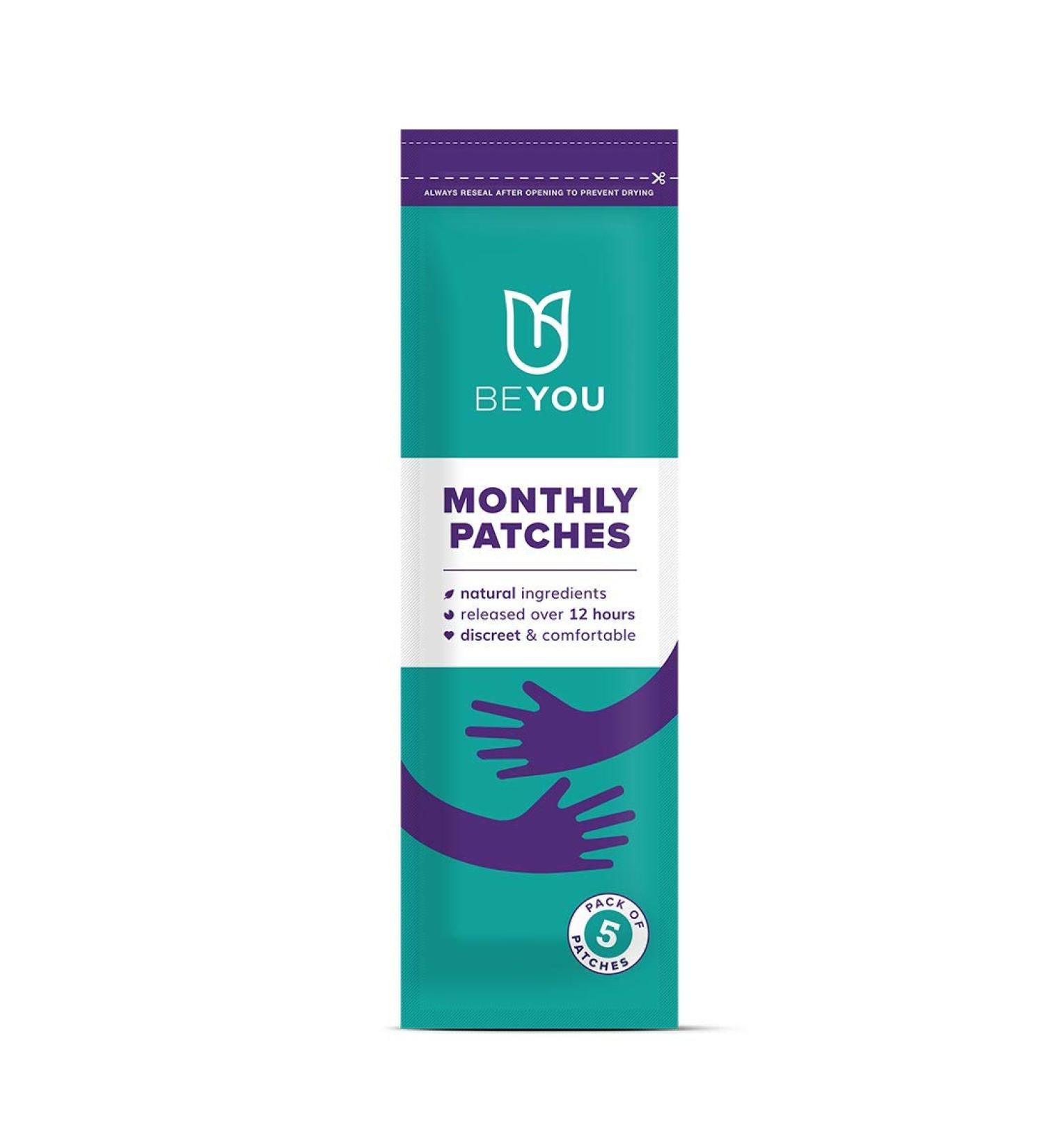 BeYou Natural Period Pain Relief Patches (Pack of 5) Natural Cooling Patches for Period Cramps Period Pain PCOS Fibroids IBS IBD - Patented Matrix of Menthol and Eucalyptus - Buy Online on GoSupps.com