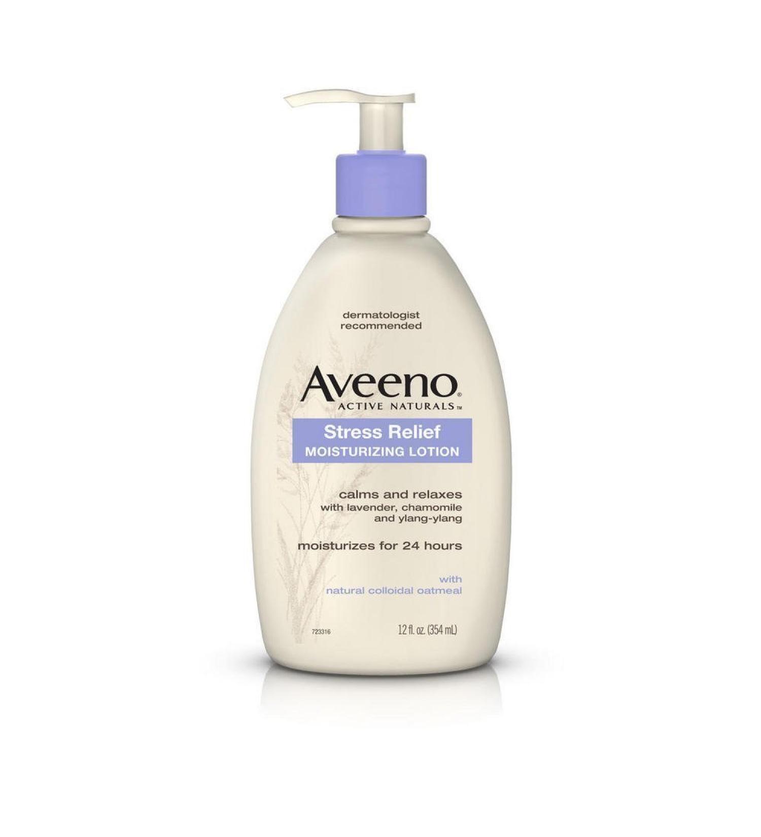 Aveeno Stress Relief Moisturizing Body Lotion with Lavender Natural Oatmeal and Chamomile & Ylang-Ylang Essential Oils to Calm & Relax 12 fl. oz (Pack of 2)