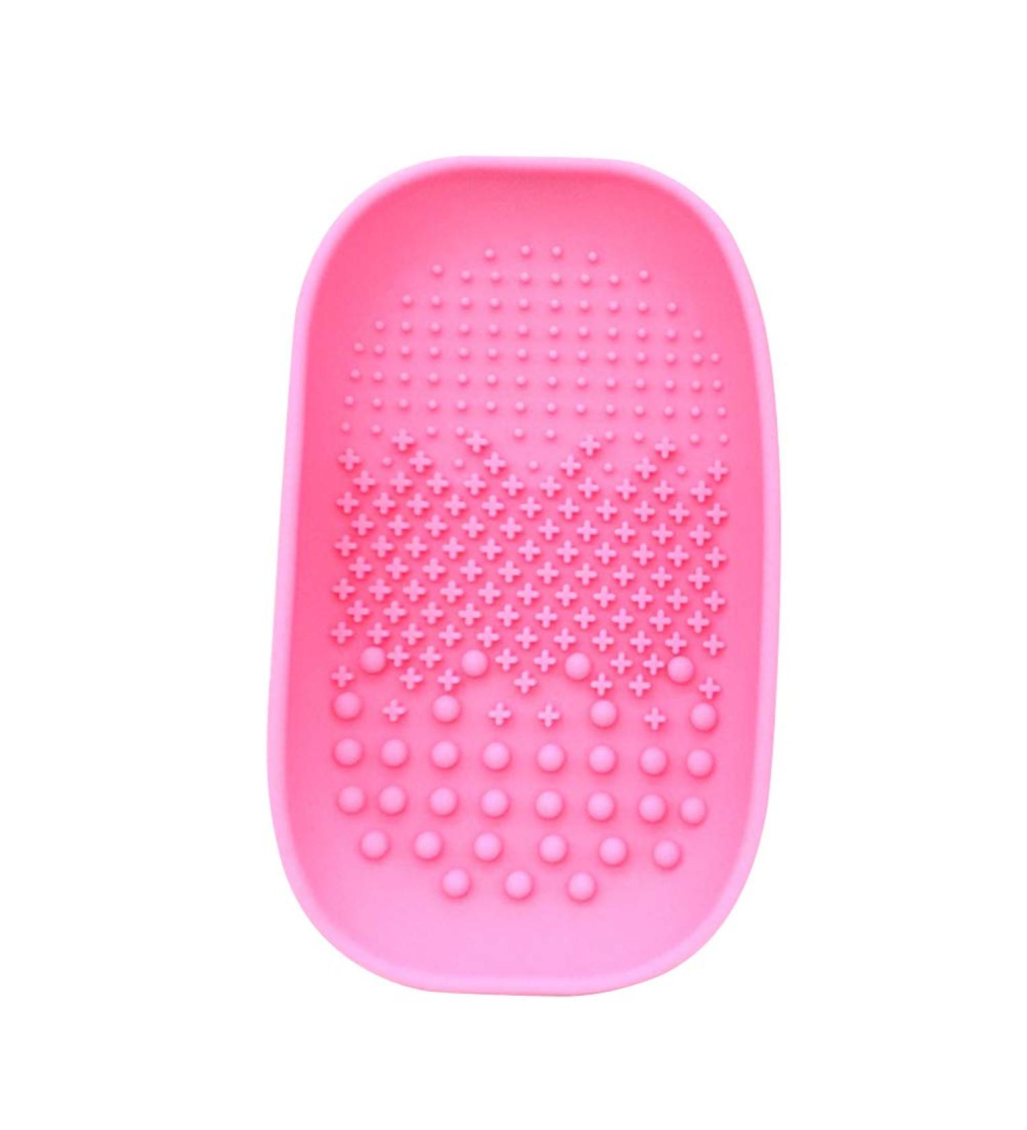 Minkissy Silicone Makeup Brush Cleaning Mat - Pink Cosmetic Brush Scrubber for Effortless Cleaning - Buy Online on GoSupps.com