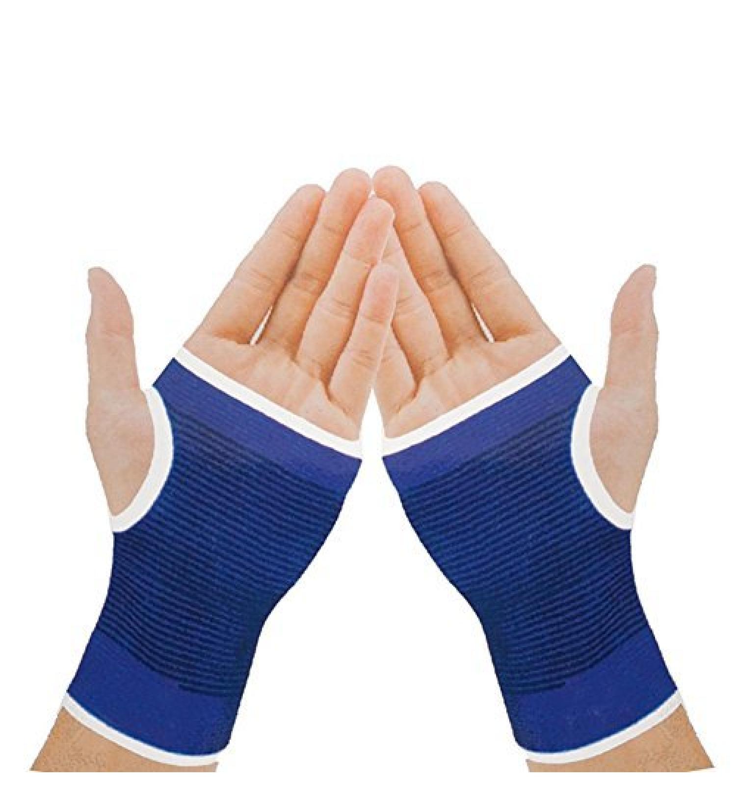 Elastic Wrist Hand Brace Gym Sports Support Wrist Gloves Hand Palm Gear Protector Carpal Tunnel Tendonitis Pain Relief 1 Pair Blue