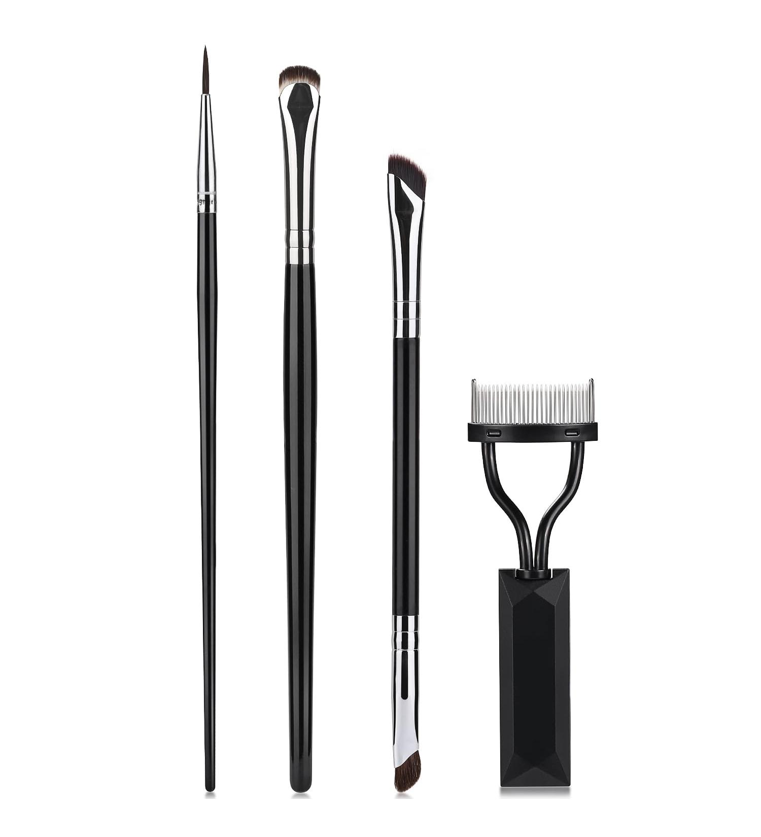 4 Pcs Eyelash Comb & Eyeliner Brush Set - Fine Angled Eyeliner Eyebrow Brush & Ultra Thin Liner Tool | International Shipping - Buy Online on GoSupps.com