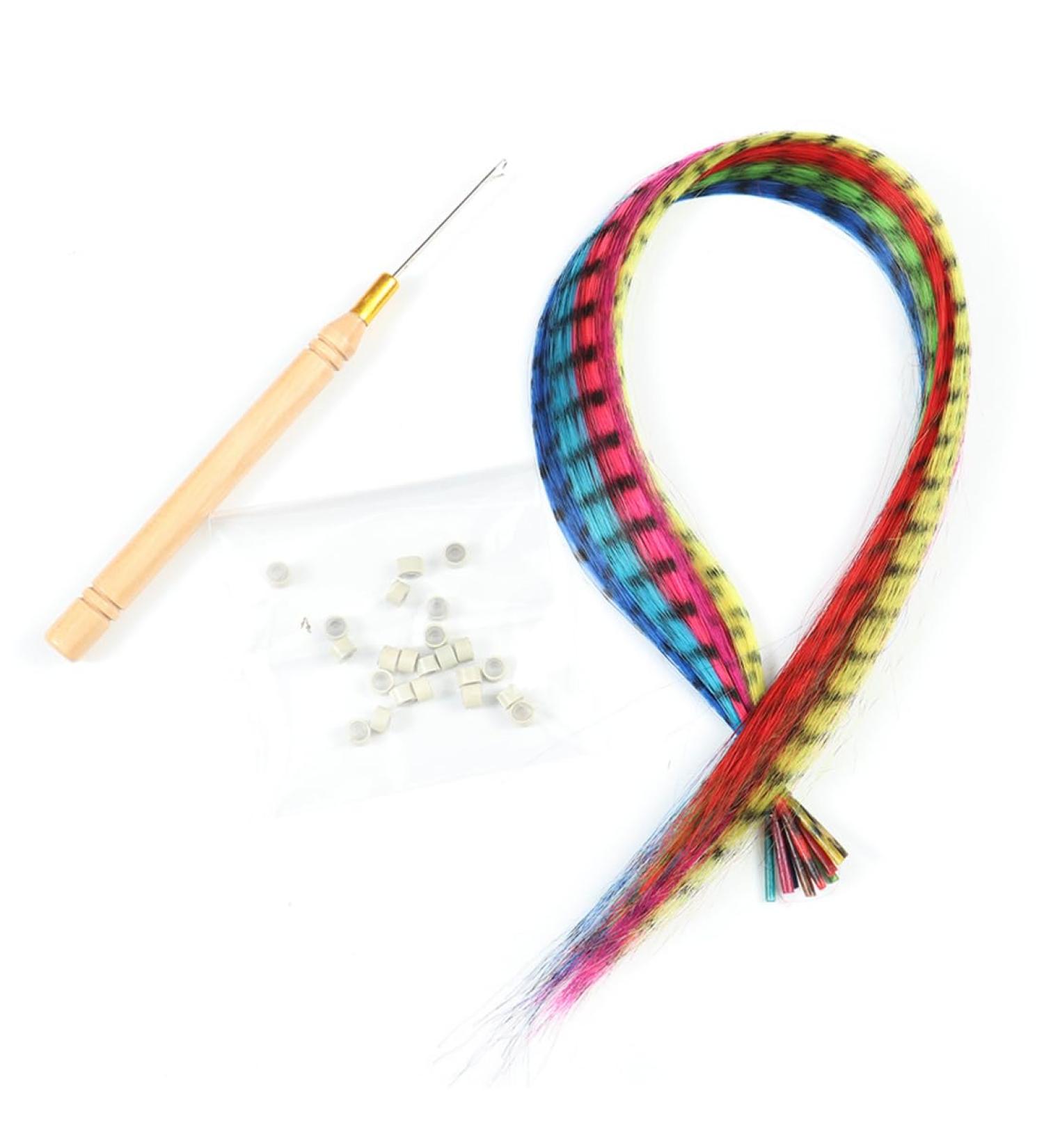 Reccisokz Colorful Feather Hair Extension Set 10 Art Hair Strands for Kids Pliers & Clips for Stunning Ponytail Braids - Buy Online on GoSupps.com