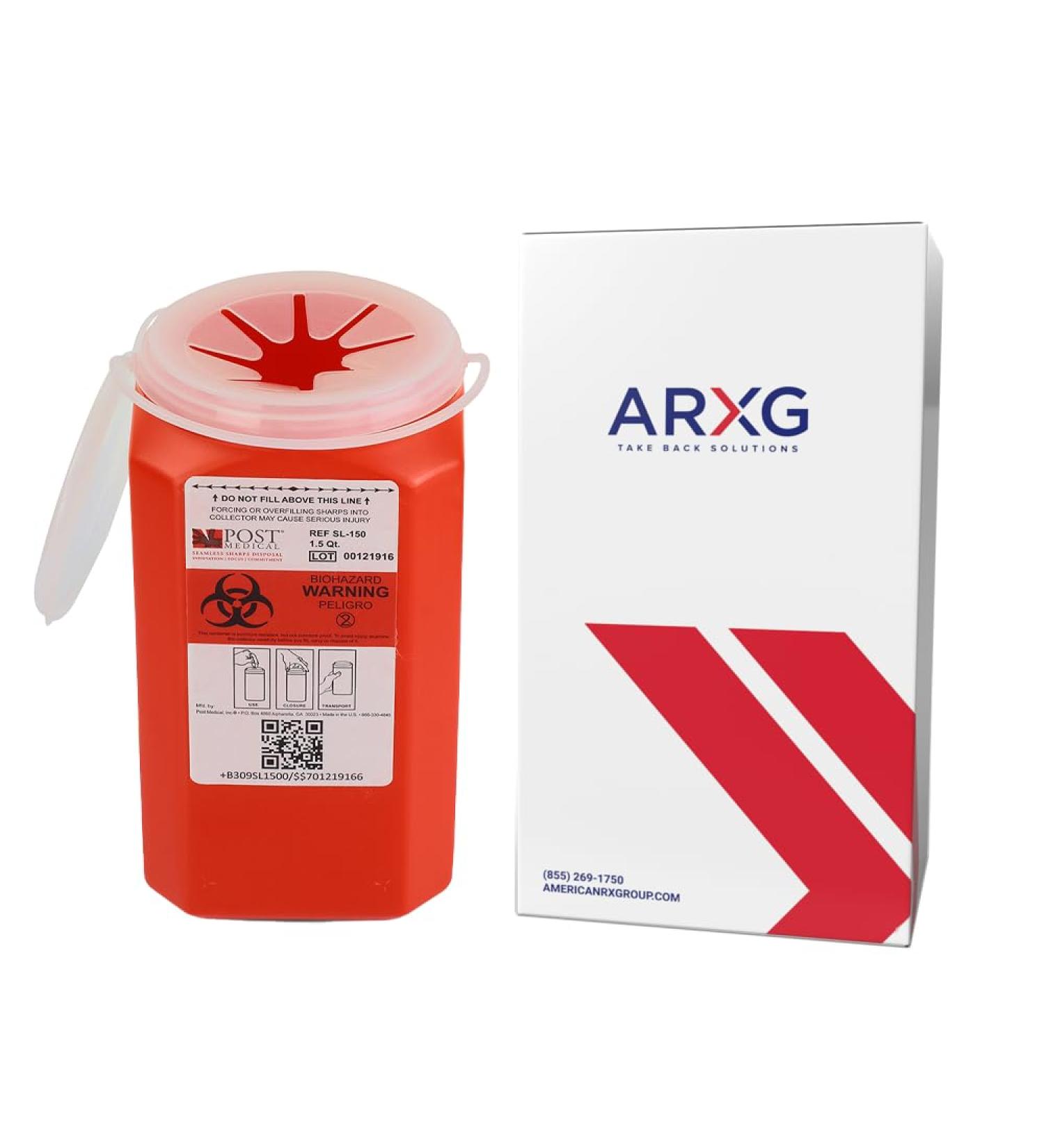 ARXG Take Back Sharps Containers with Destruction Services for Safe & Environmentally Responsible Needle Disposal -1.5qt - Buy Online on GoSupps.com