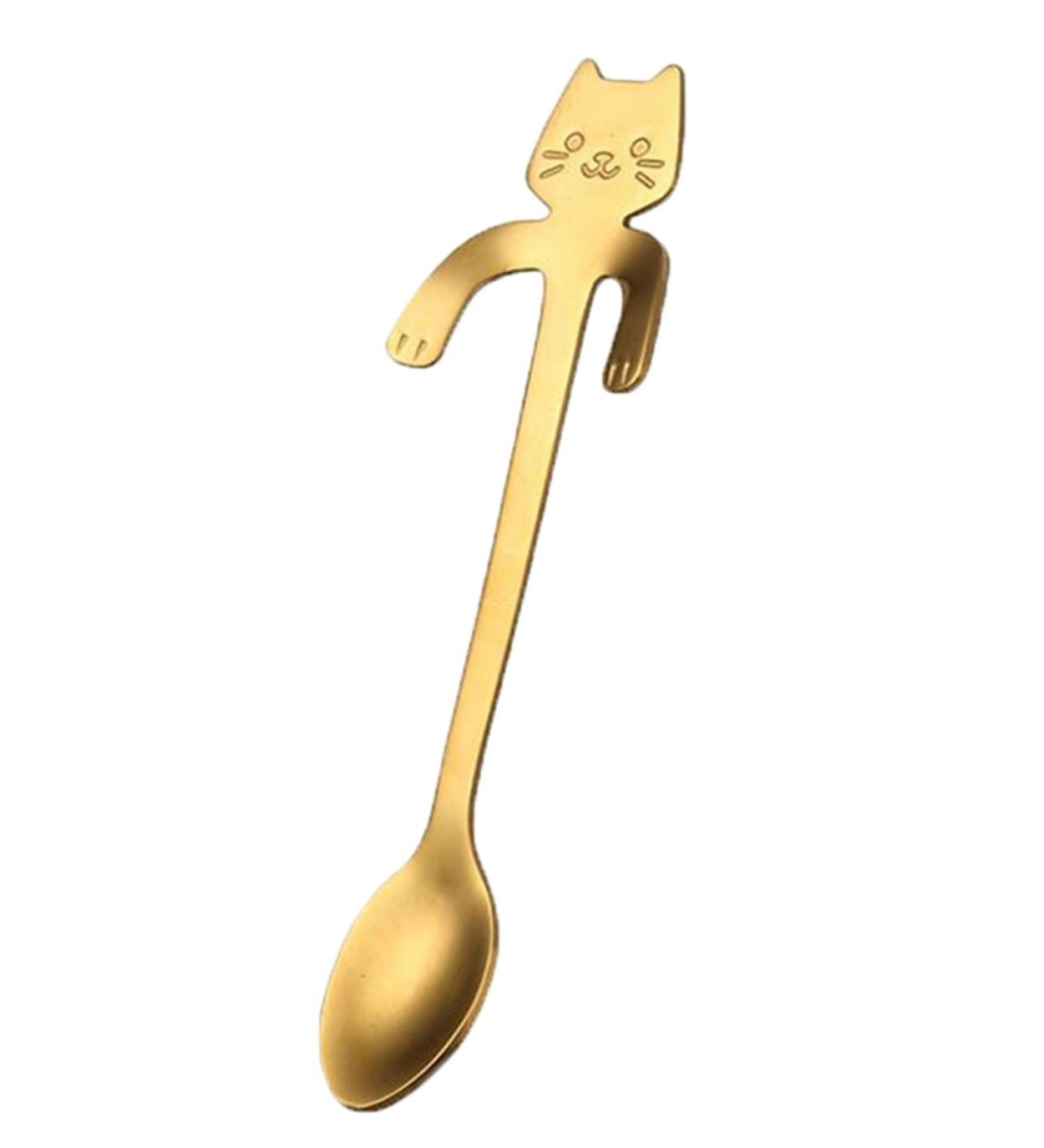 COMVIP Cartoon Cuill re en Forme Chat Caf Th en Acier Inoxydable Spoons Or - Buy Online on GoSupps.com