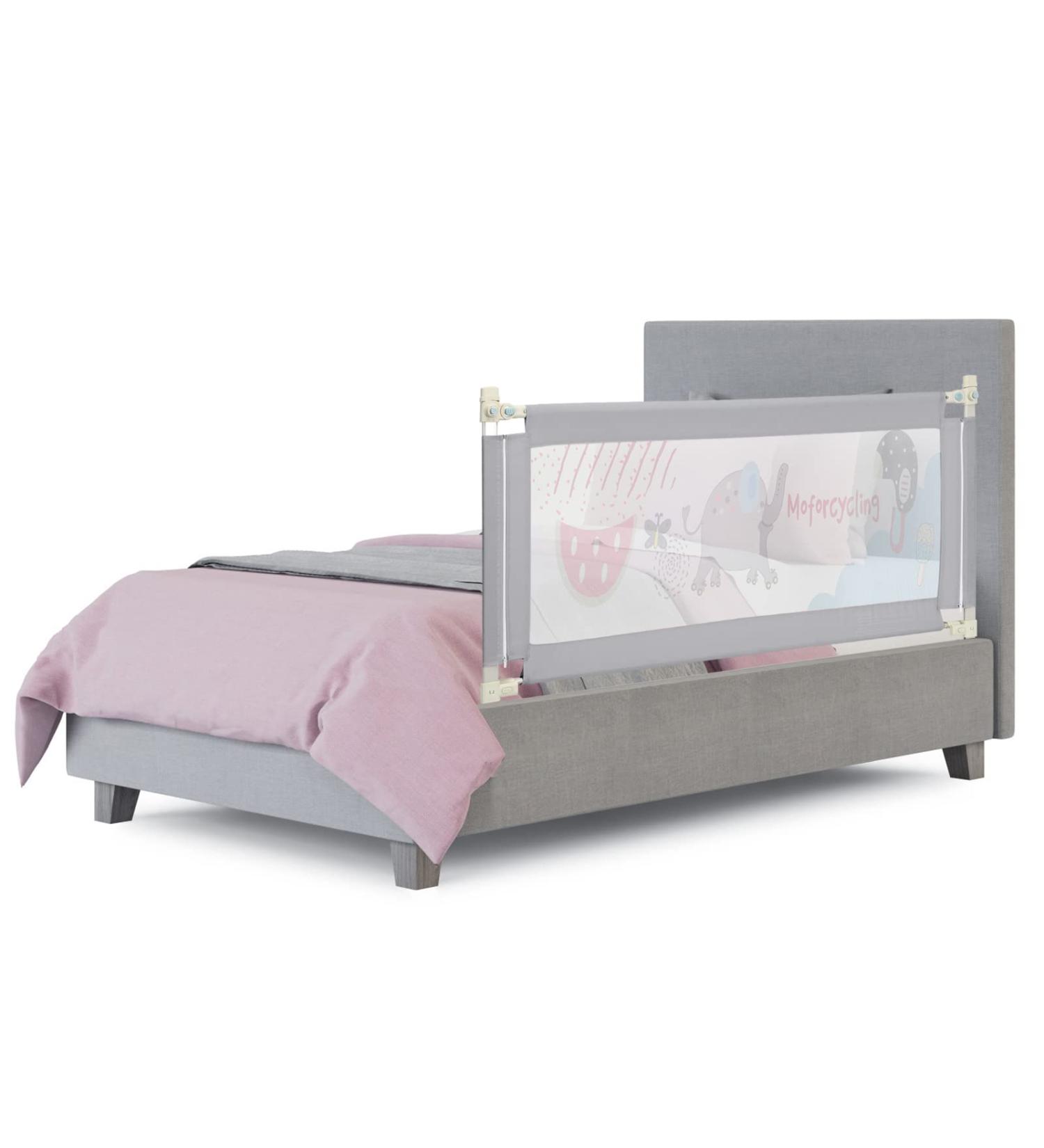 Baby Joy 57-Inch Bed Rail for Toddlers - Height Adjustable & Foldable Guard with Breathable Mesh - Grey - Buy Online on GoSupps.com
