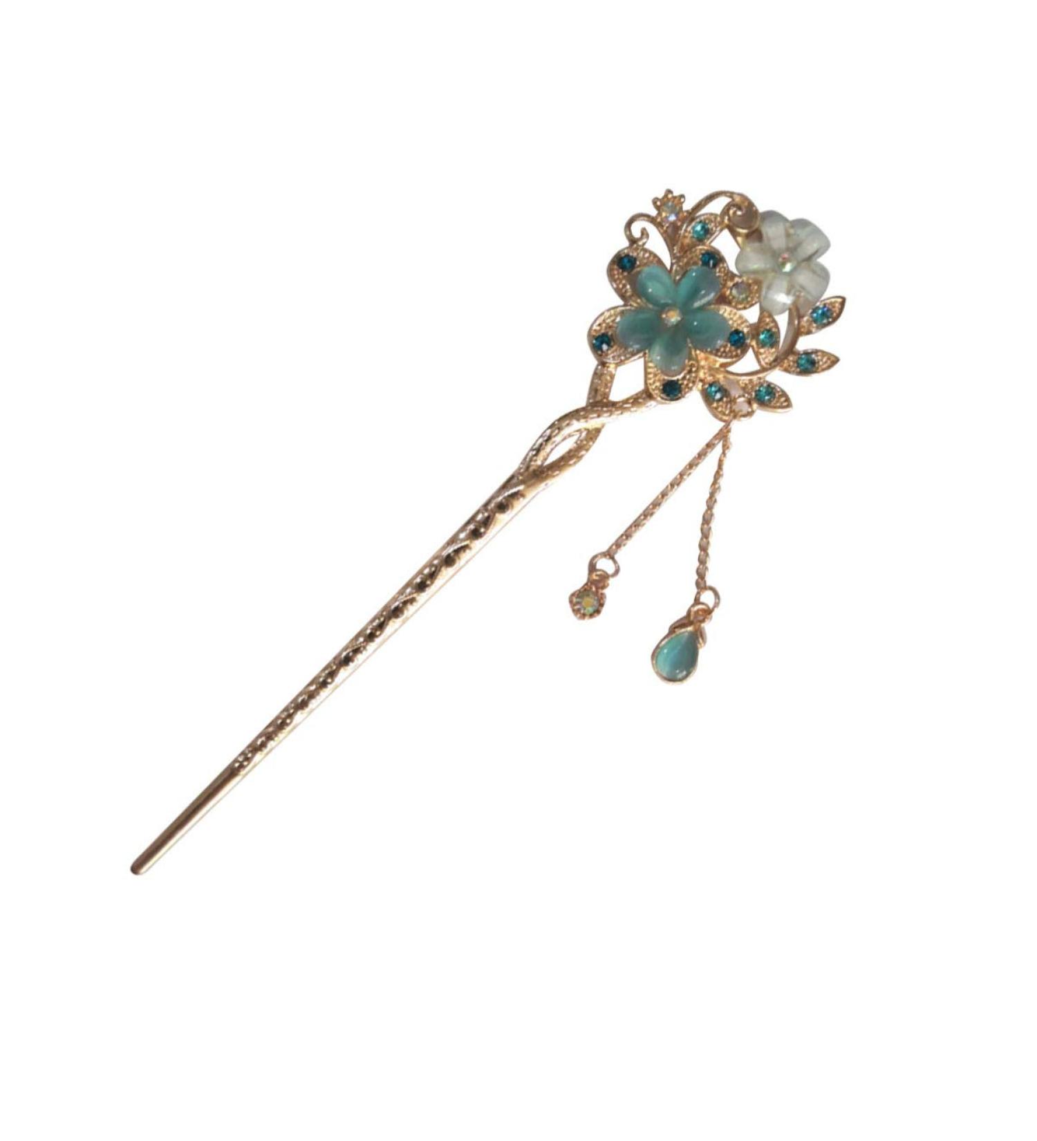 FRCOLOR Chinese Hair Stick Rhinestone Hair Chopsticks Flower Hair Clip Vintage Tassel Hair Pin Hair Making Accessories for Women (Blue) - Buy Online on GoSupps.com