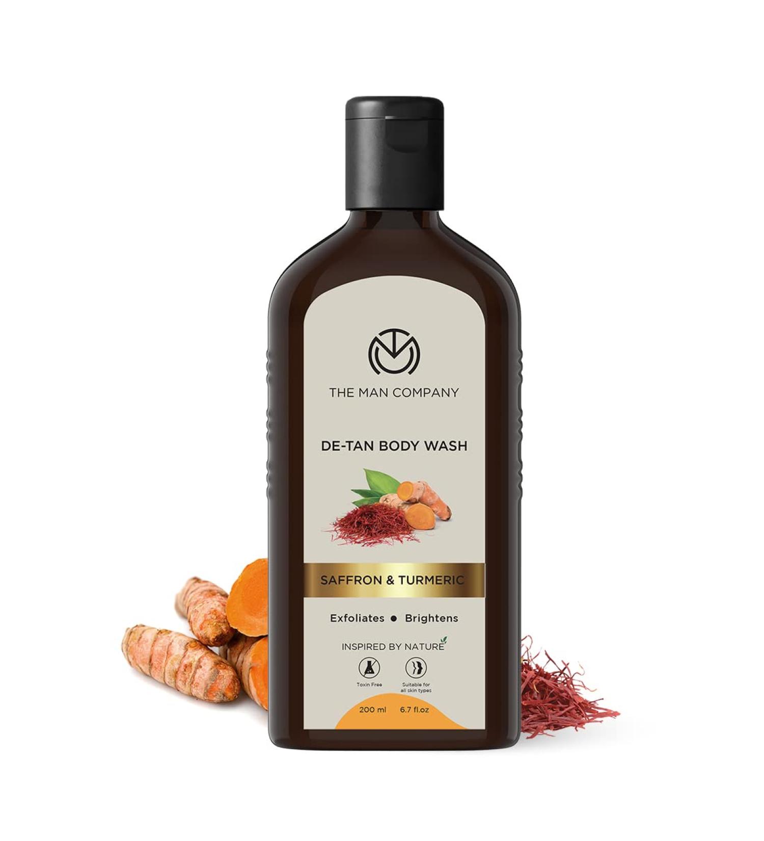 The Man Company DeTan Bodywash for Men with Saffron Turmeric & Walnut Beads for Skin Brightening 200Ml Tan Removal Shower Gel for Glowing & Smooth Skin Sls & Paraben Free - Buy Online on GoSupps.com