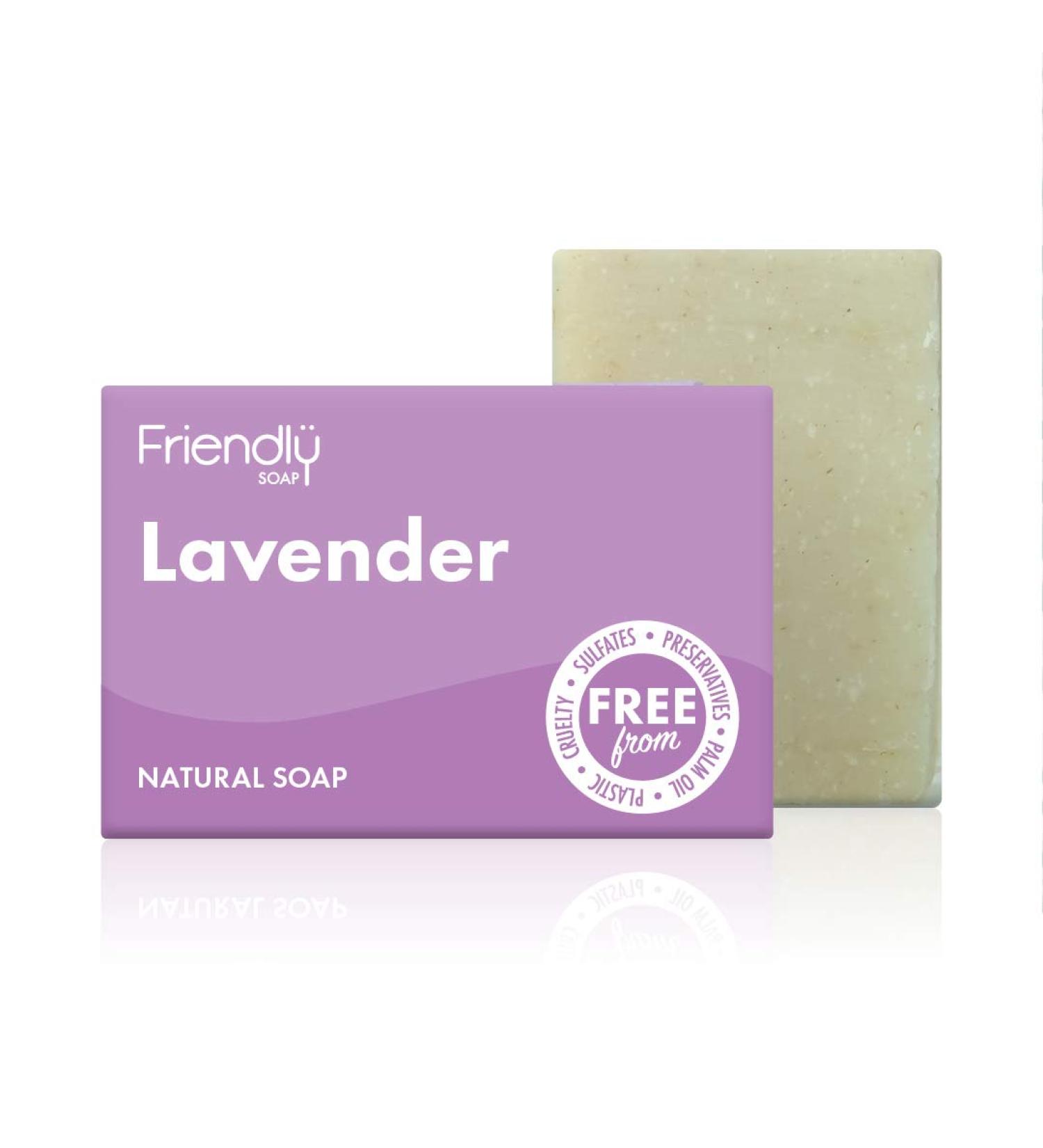 Friendly Soap Handmade Natural Lavender Soap - Relaxing Indulgent Exfoliating 95g - Buy Online on GoSupps.com
