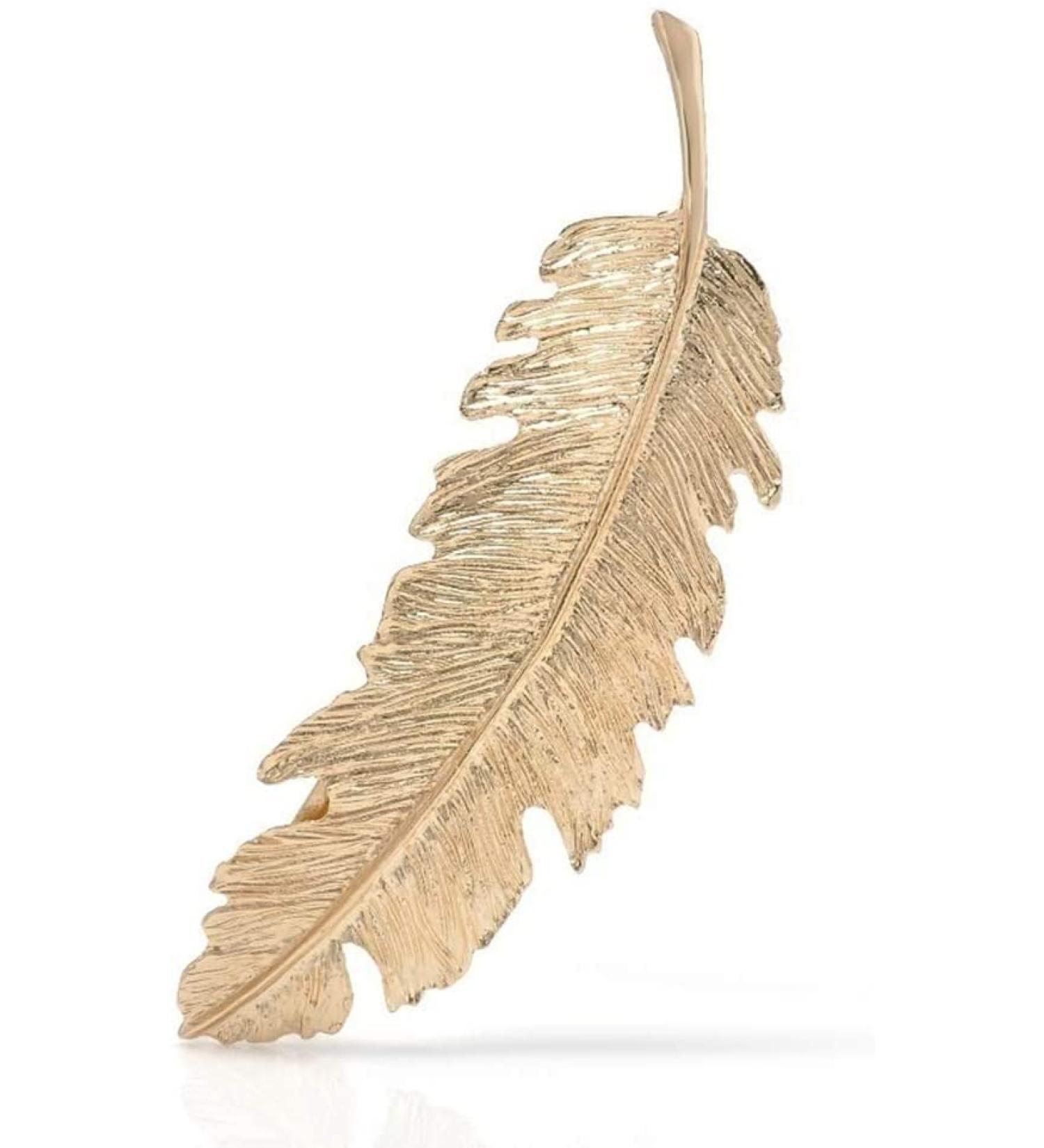 Women Hairpin Big Feather Leaf Hair Clips Minimalist Dainty Hair Clips French Barrette Headwear Edge Clip Clamps Golden Duckbill Clip - Buy Online on GoSupps.com