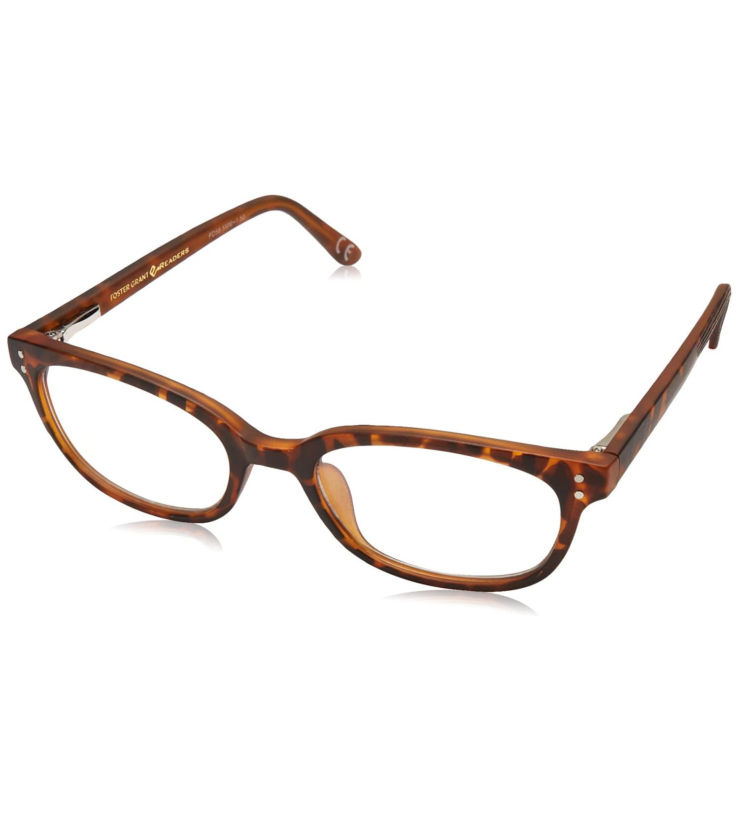 Foster Grant Women's Sheila Rectangular Reading Glasses - Matte Tortoise/Transparent - Stylish & Adjustable 2x Magnification - Buy Online on GoSupps.com