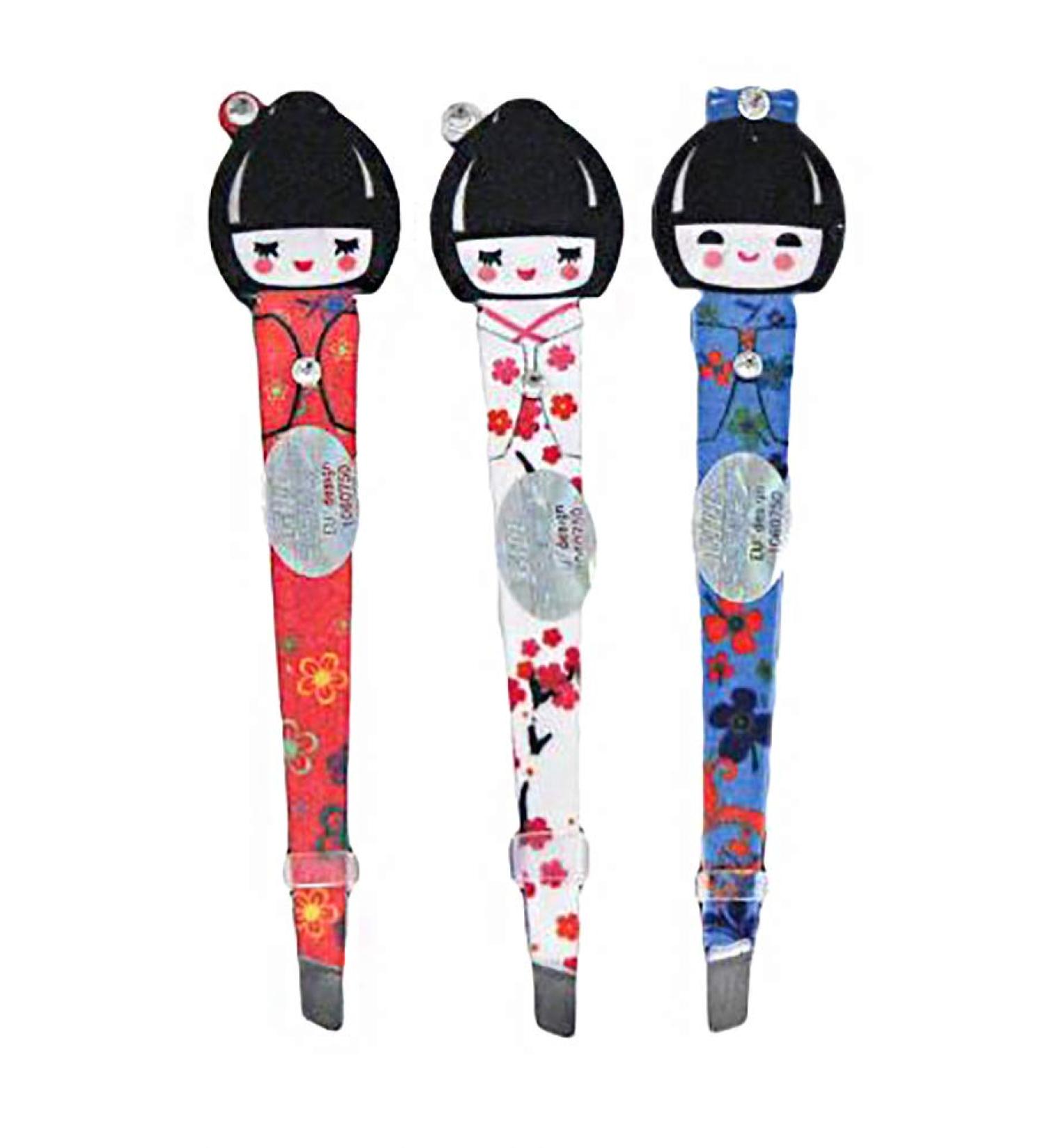 Vantexi Geisha Kokeshi Doll Facial Hair Plucking Tweezer Set - Pack of 3, Assorted Colors - Buy Online on GoSupps.com