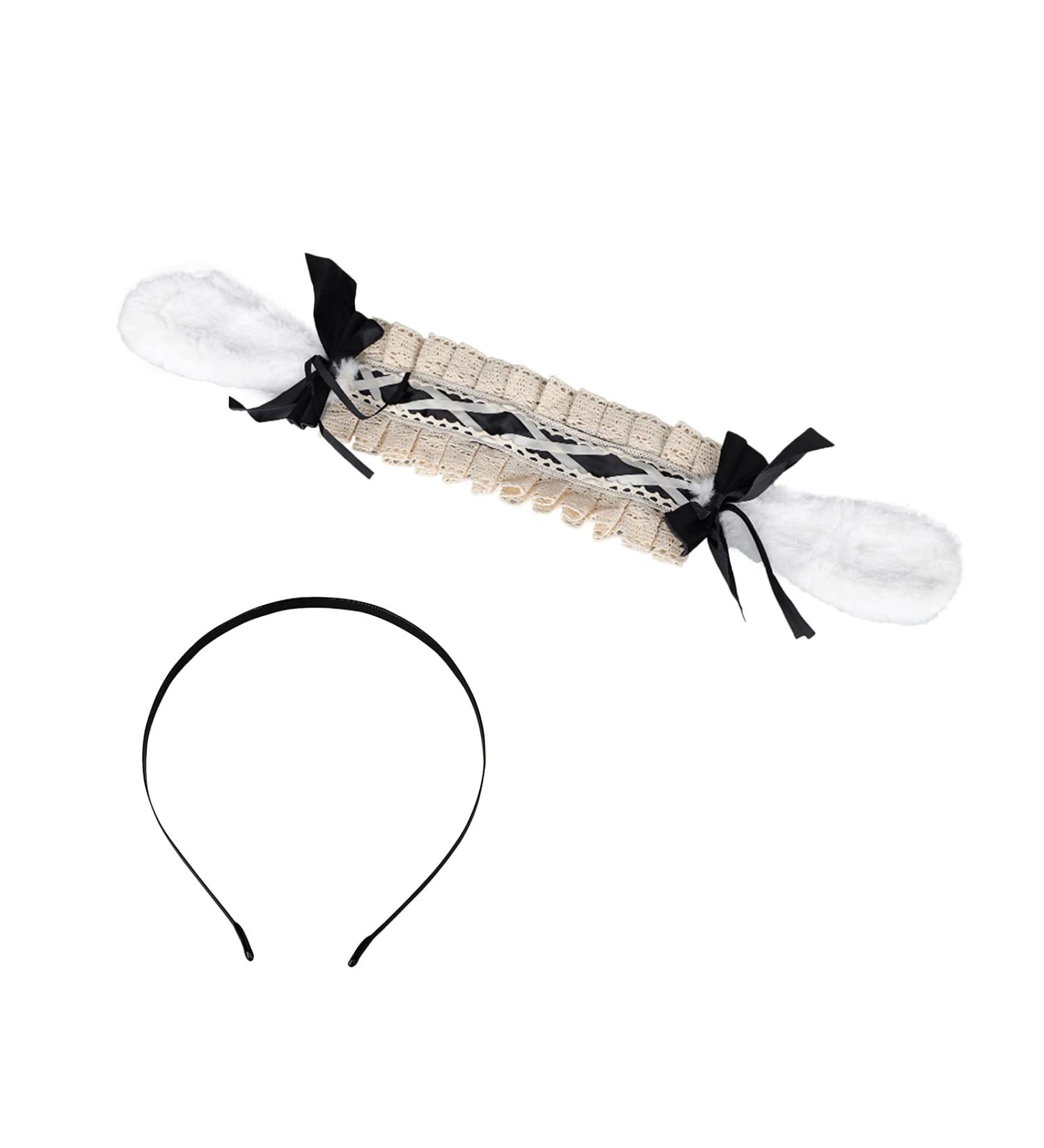 IBLUELOVER Lolita Maid Cosplay Headband Animal Ear Headband Gothic Halloween Christmas Headwear Wide Lace Headband Soft Bowknot Hairband for Women Girls Party Wedding Photography Accessories Black - Buy Online on GoSupps.com