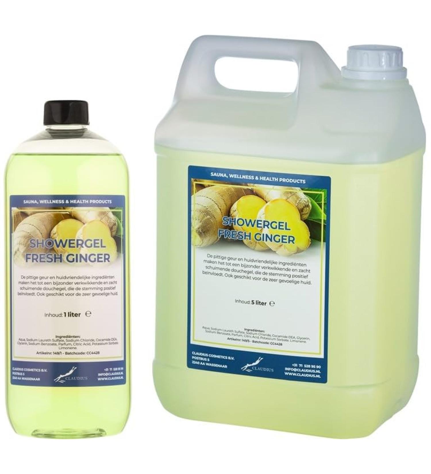 Claudius Showergel Fresh Ginger 5 liter + 1 liter transparant