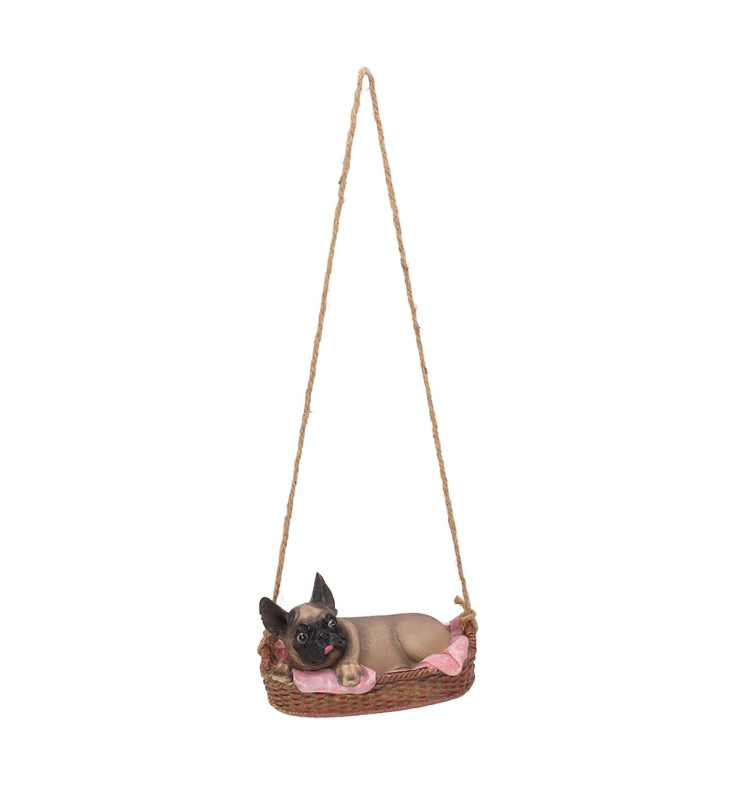 Swing Dog Garden Statue Durable Cute Ornament for Yard and Home Animal Gift (Gray) Grey - Buy Online on GoSupps.com