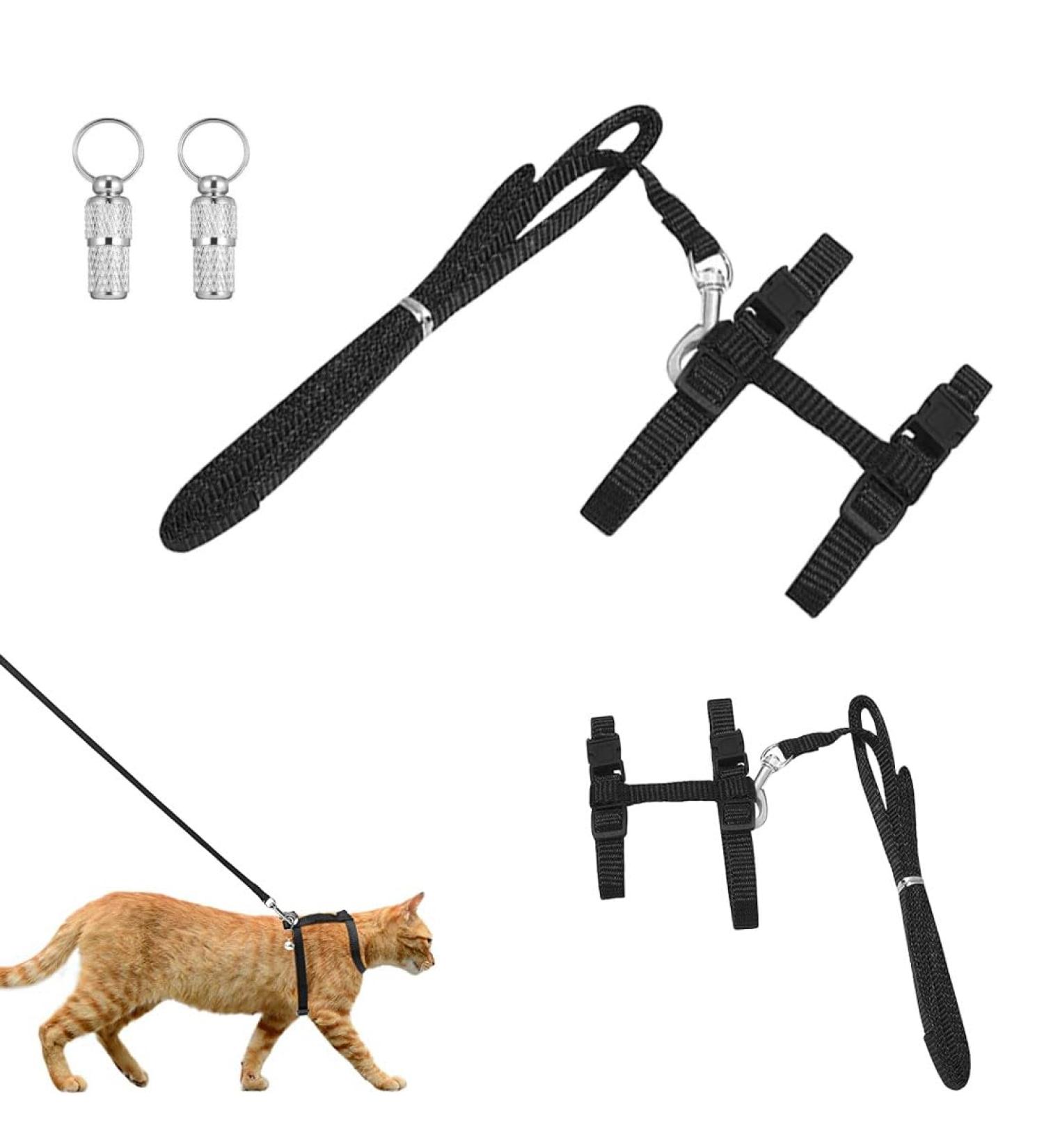 Jocxzi Adjustable Cat Leash & Vest Set - 2 Pack Harness Outbreak-Proof Pet ID Tags Black Cat Dishes - Ideal for International Shipping - Buy Online on GoSupps.com