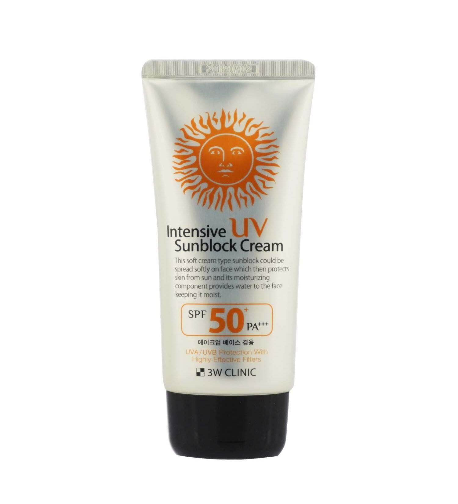 3W Clinic Intensive UV Sunblock Cream SPF 50+ PA+++ - Best Face Sunscreen for Maximum Sun Protection (70 ml) - International Shipping Available - Buy Online on GoSupps.com