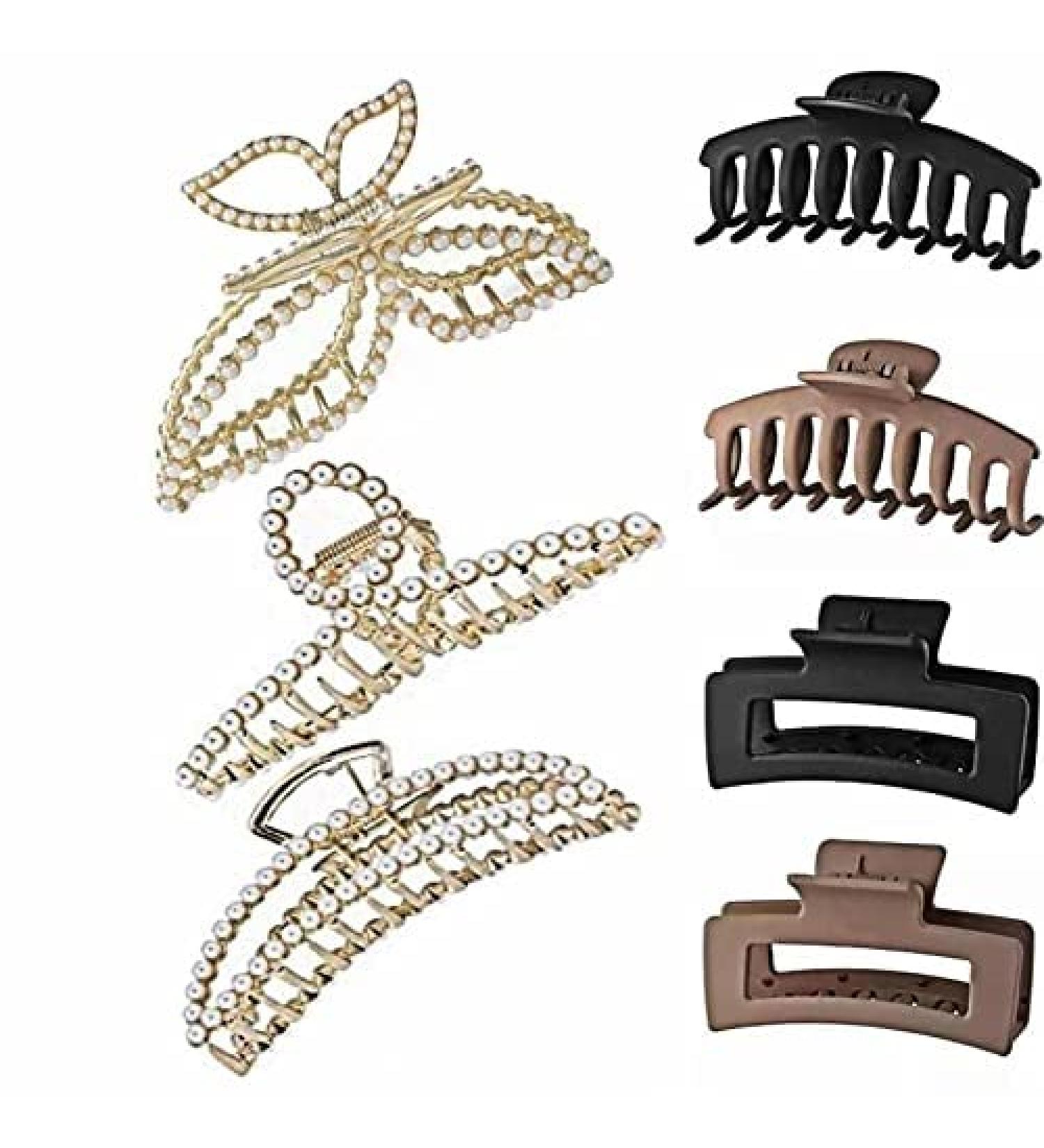 7 Pack Butterfly and Pearl Hair Clips Set for Women - Chic Hair Accessories for Thin, Thick, Curly Hair - Perfect Valentine's Day Gift for Mom, Wife, Daughter, Girlfriend - Buy Online on GoSupps.com