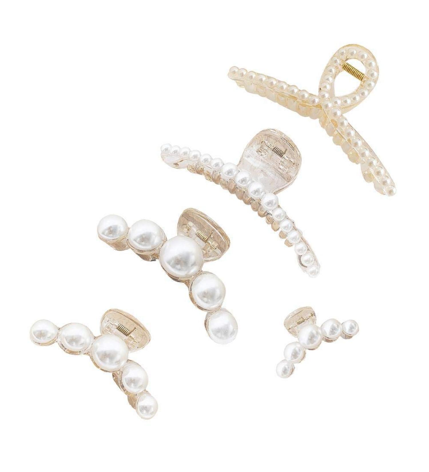 5-Piece Pearl Thick Hair Jaw Clips - Stylish Hairpins for Women & Girls | Indoor & Outdoor - Buy Online on GoSupps.com