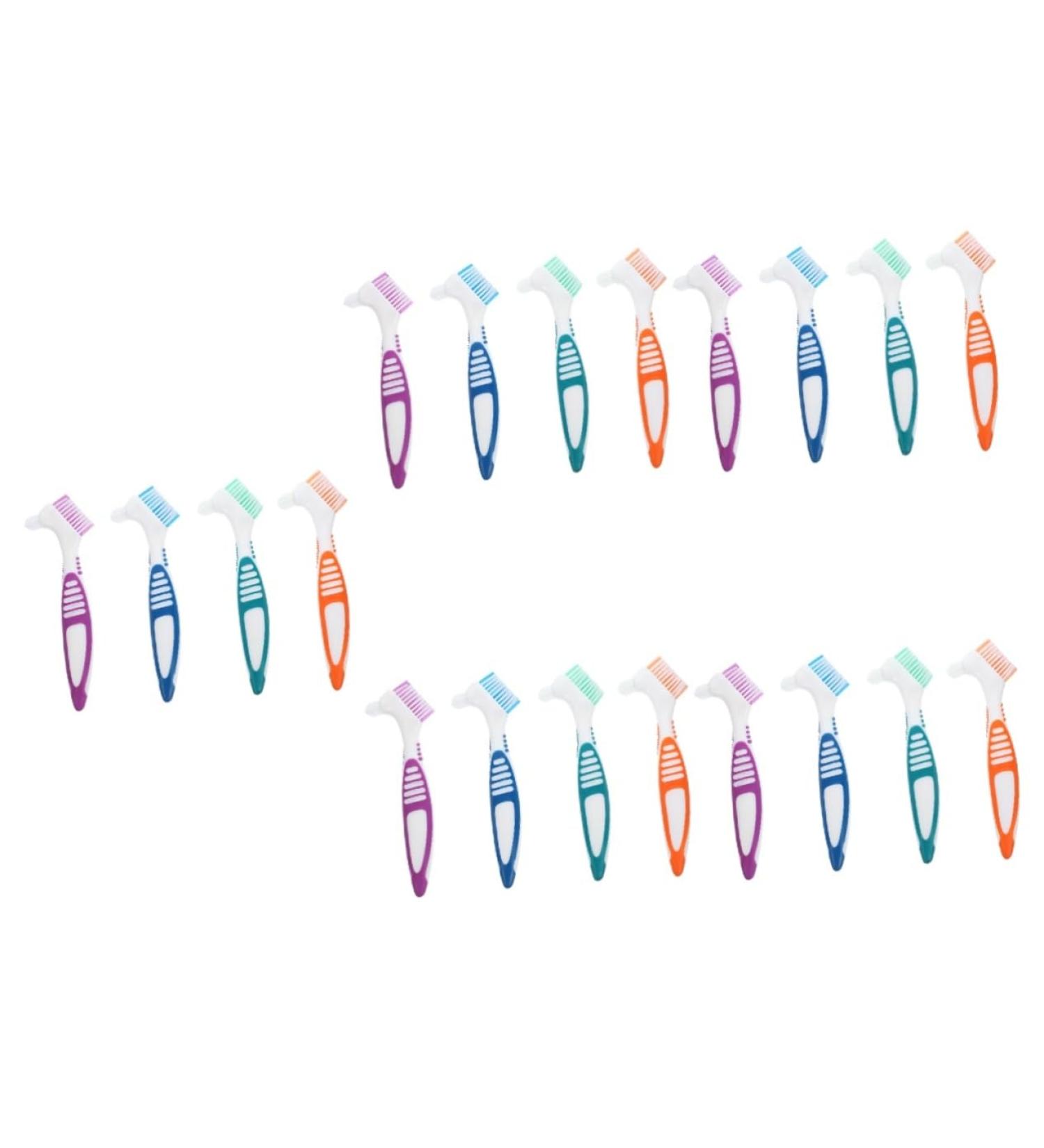 Fomiyes 20 STK Toothbrush for Dentures | Cleaning Brush for Mouth Prosthesis & Household Use | Durable Colored Rubber TPE Tool - Buy Online on GoSupps.com