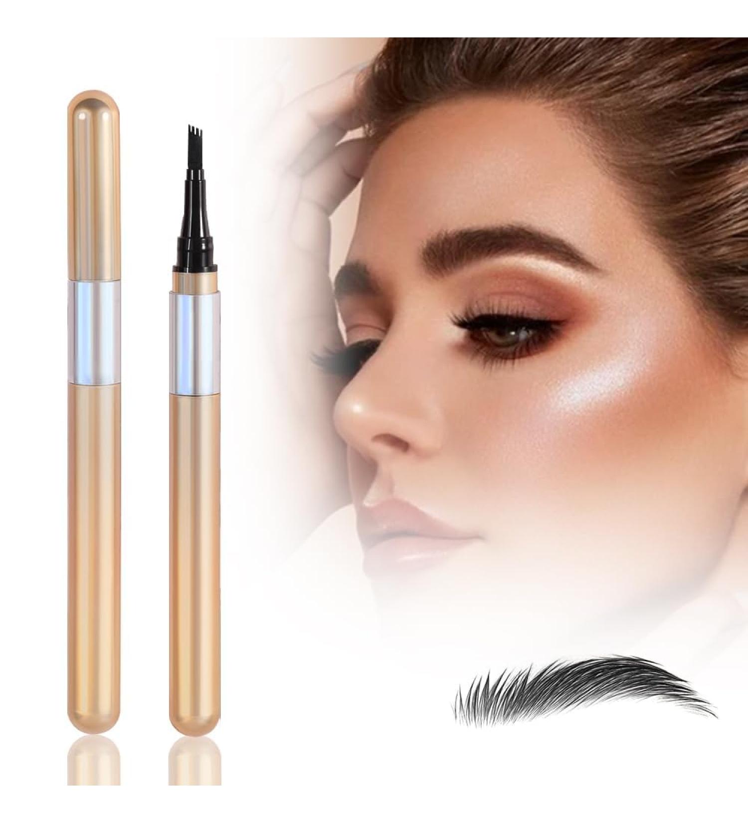 Magic 4 Tip Eyebrow Pencil 3D Waterproof and Sweat-proof Microblading Eyebrow Pencil Contouring Pen Long Lasting Eyebrow Brush Microblade Eyebrow Pencil for Natural Makeup (Black) - Buy Online on GoSupps.com