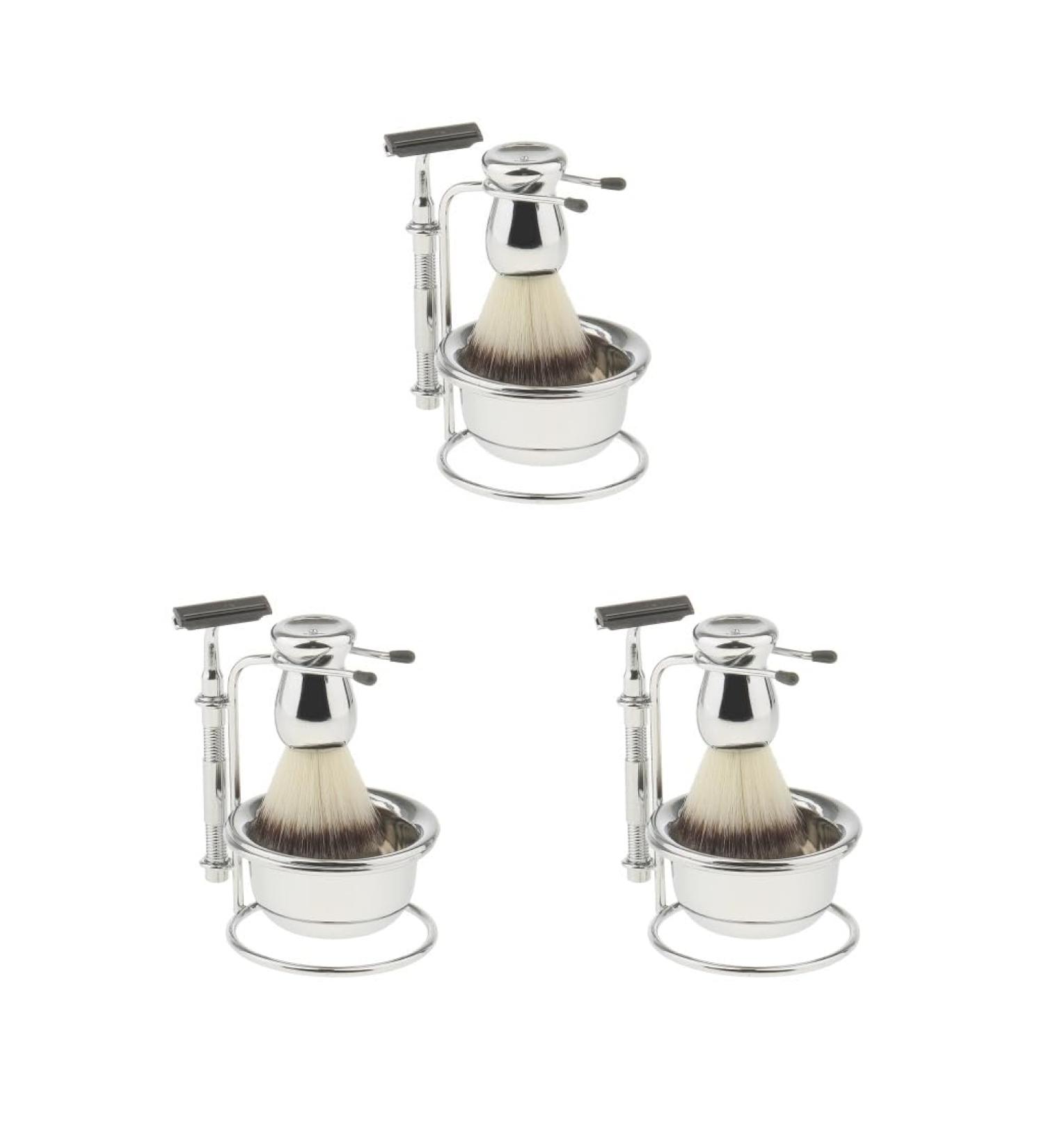 Premium Beard Shaving Set for Men - 3 Piece Kit with Brush Bowl & Safety Stand | Perfect Gift for Grooming - Buy Online on GoSupps.com