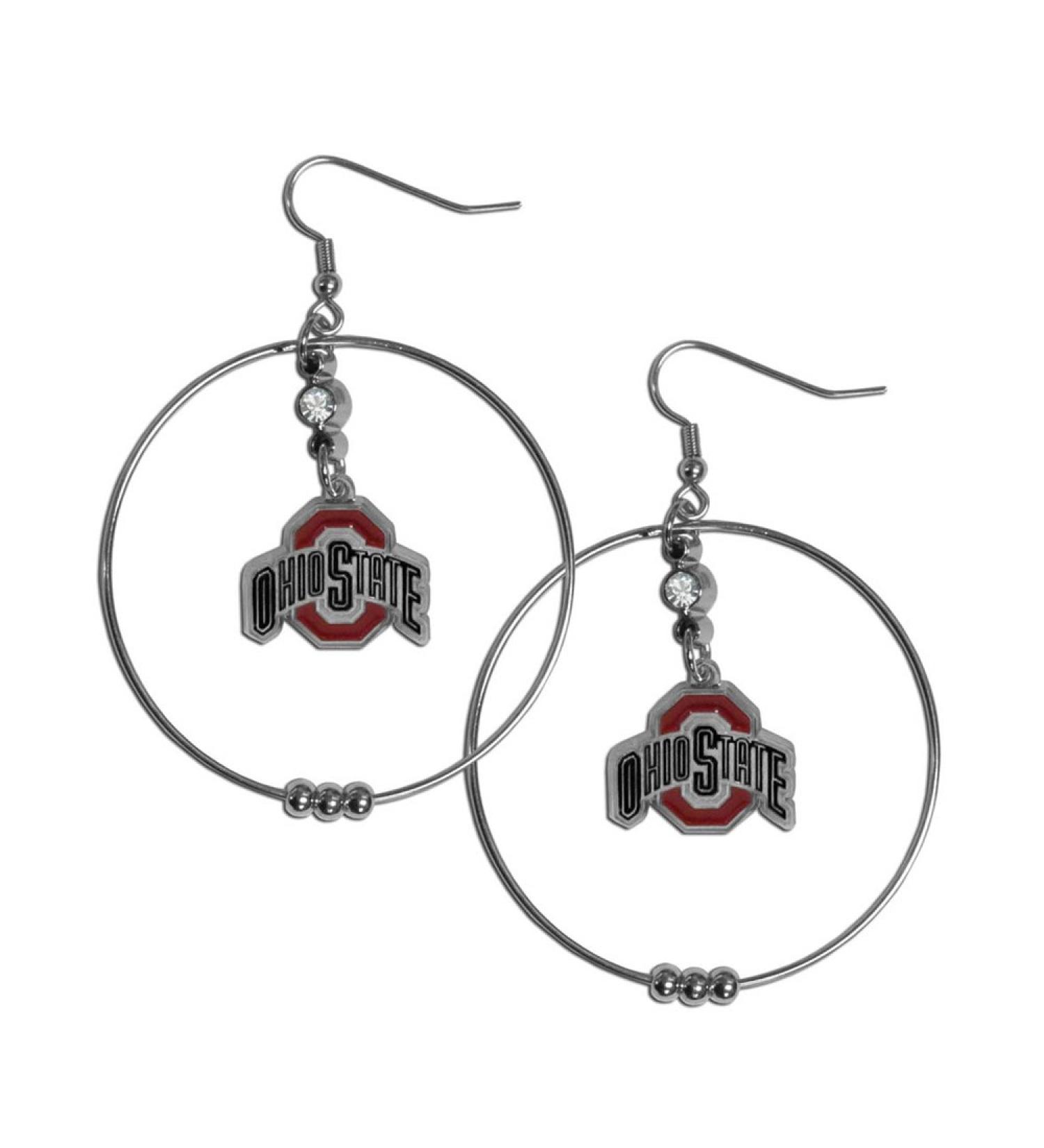 Siskiyou Sports NCAA Hoop Earrings, 2-Inch Ohio State Buckeyes