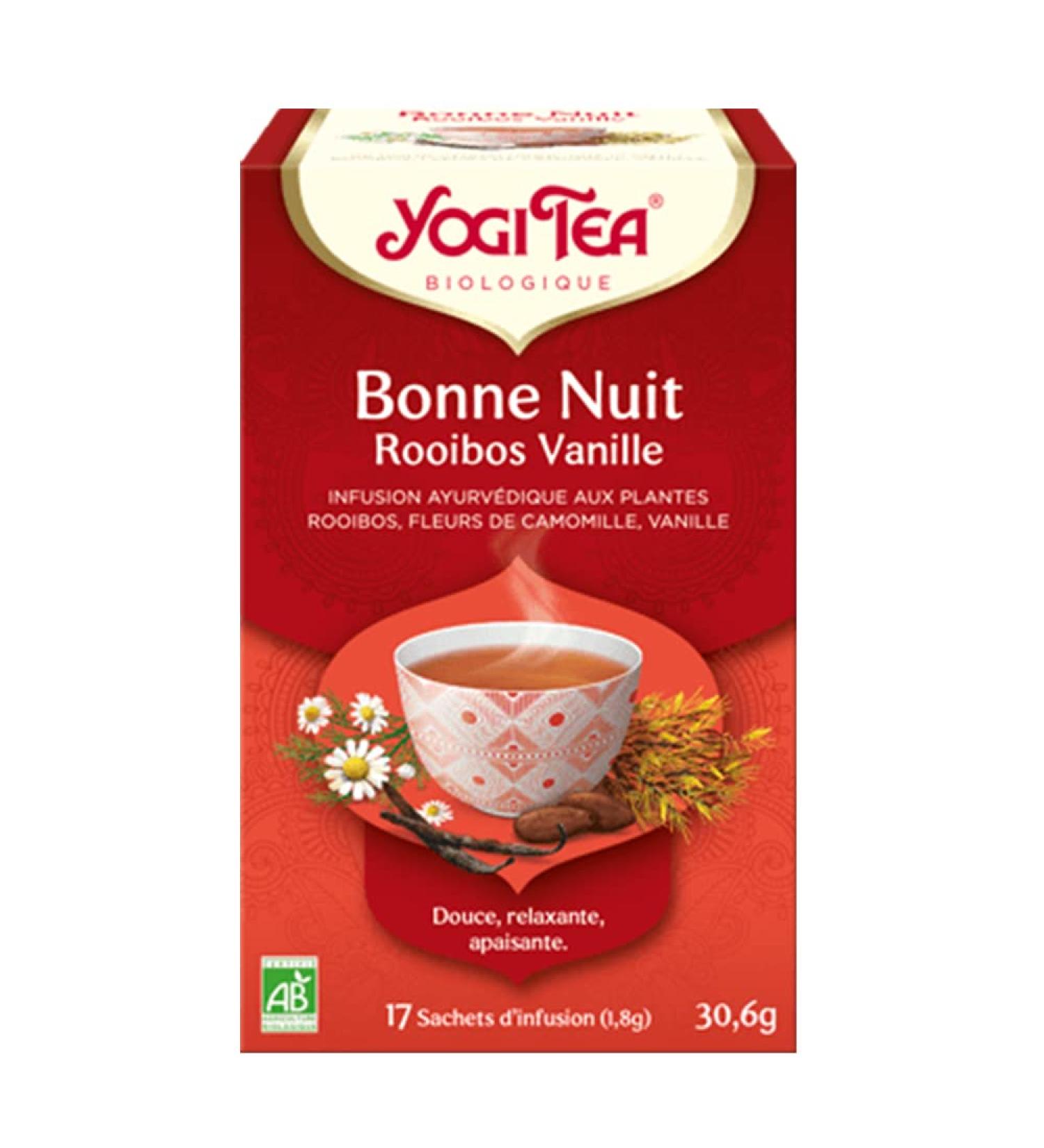 YOGI TEA Bonne Nuit Rooibos Vanille Bio Infusion Relaxante Sans Caf ine Rooibos Doux Vanille Gourmande & pices Ayurv diques D tente & Sommeil 17 Sachets