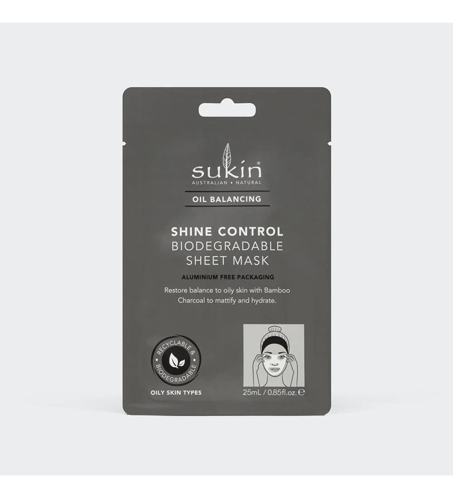 Sukin Oil Balancing Shine Control Sheet Mask Sachet 0.85 Oz (Pack of 8)