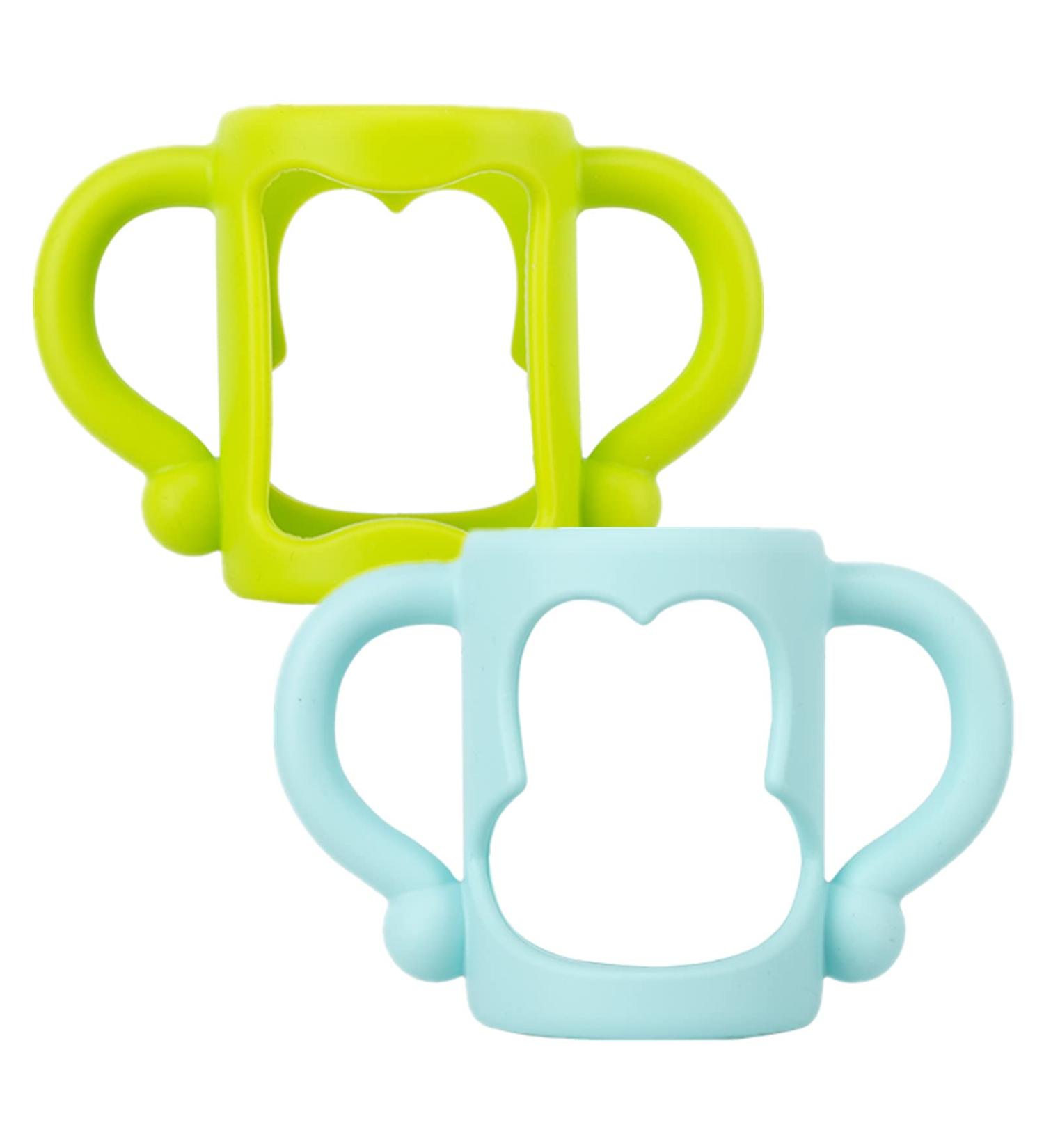Smarbore Silicone Bottle Handles for Dr Brown Narrow Bottles - 2 Pack Blue | Easy Grip Sippy Cup Handle for Independent Drinking - Buy Online on GoSupps.com