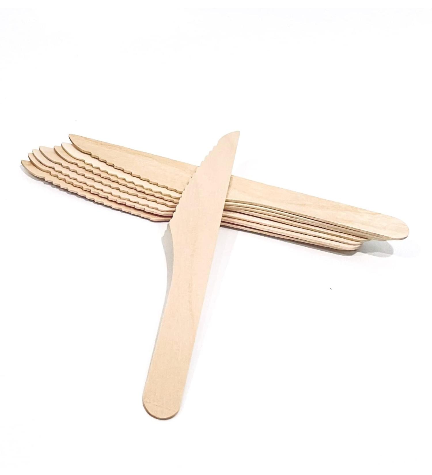 EnvoWise | Disposable Wooden Knives 100pcs 6.5" Length | Eco-Friendly Knives Compostable Knives Disposable Spreader Knife Butter Knife 100 Knives - Buy Online on GoSupps.com