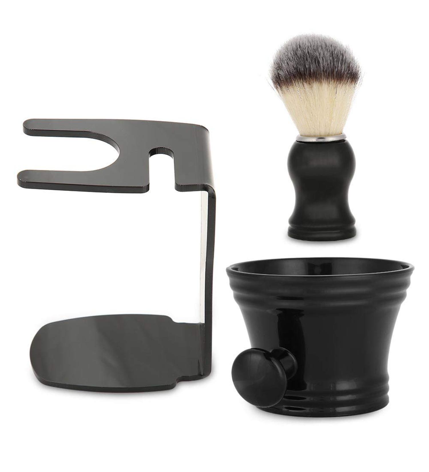 Wallfire 3-in-1 Shaving Brush Set with Stand & Bowl - Premium Men's Shaving Tools for a Luxurious Grooming Experience - Buy Online on GoSupps.com