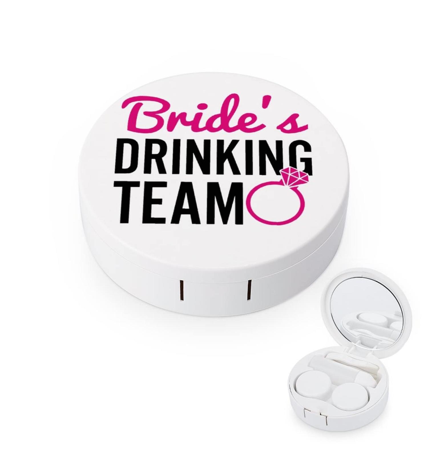 Bride's Drinking Team Round Case For Contact Lens Kit Storage Box with Mirror Printed - Buy Online on GoSupps.com