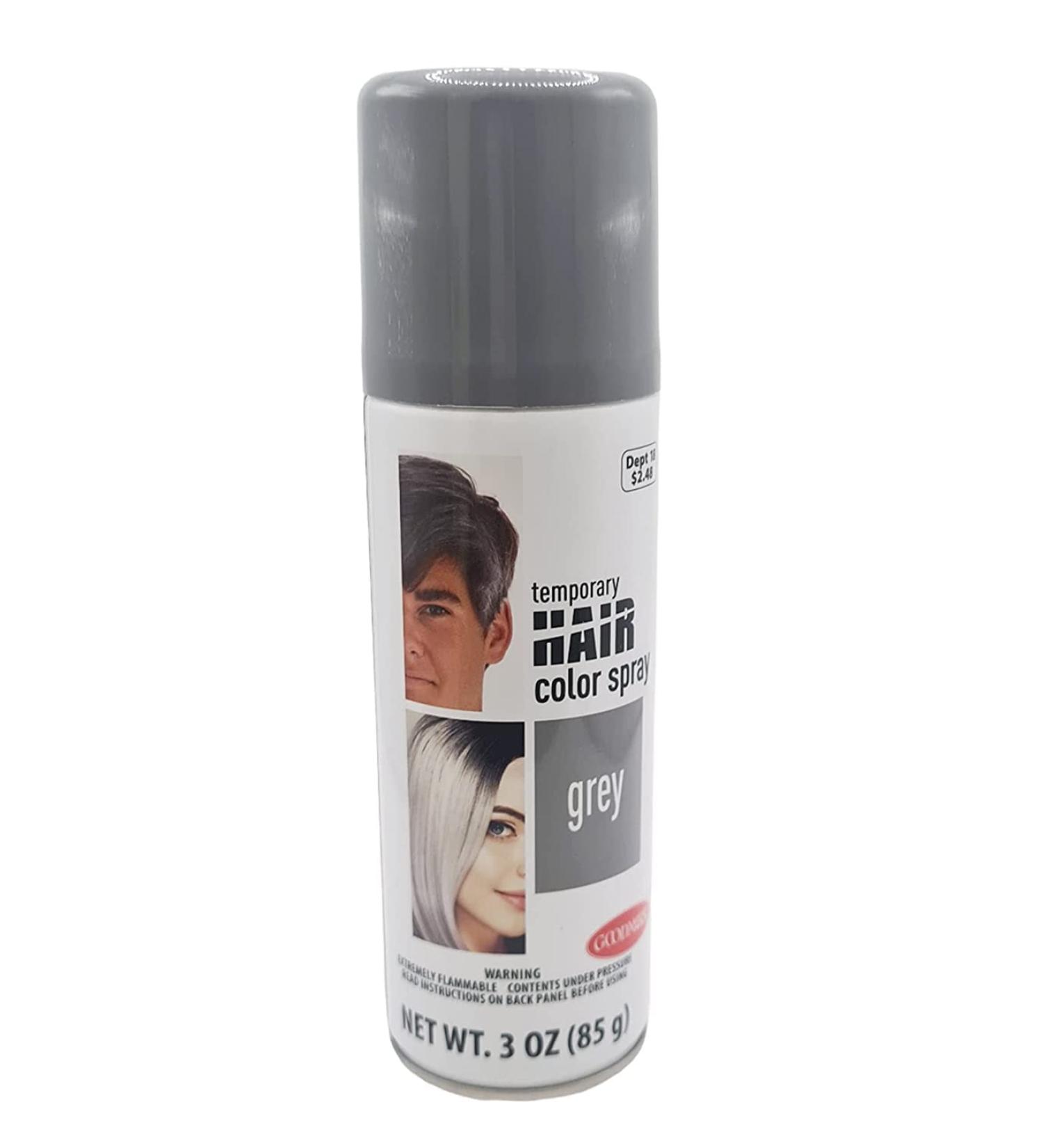 Spray On Wash Out Zombie Grey Gray Hair Color Temporary Hairspray Great For Costume or Halloween Party Rave Concert Stage Play Musical Movie Photo DragonCon ComiCon Festival RESULTS MAY VARY - Buy Online on GoSupps.com