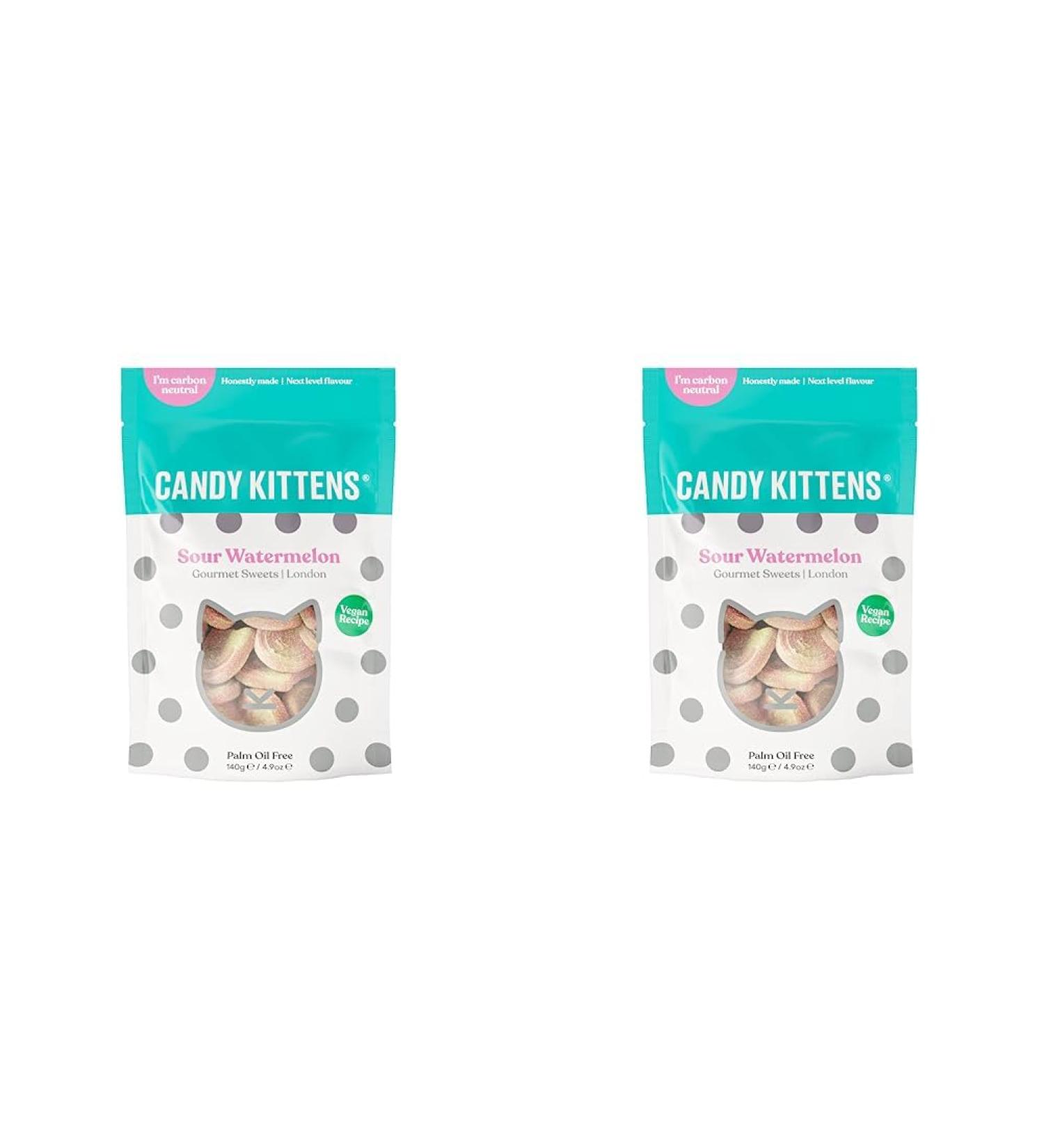Vegan Sweets CANDY KITTENS SOUR WATERMELON Packed With Fruit Juice & Natural Ingredients Big Flavours From Little Kittens Vegetarian Sweets - 140g Sweet Bag (Pack of 2) - Buy Online on GoSupps.com