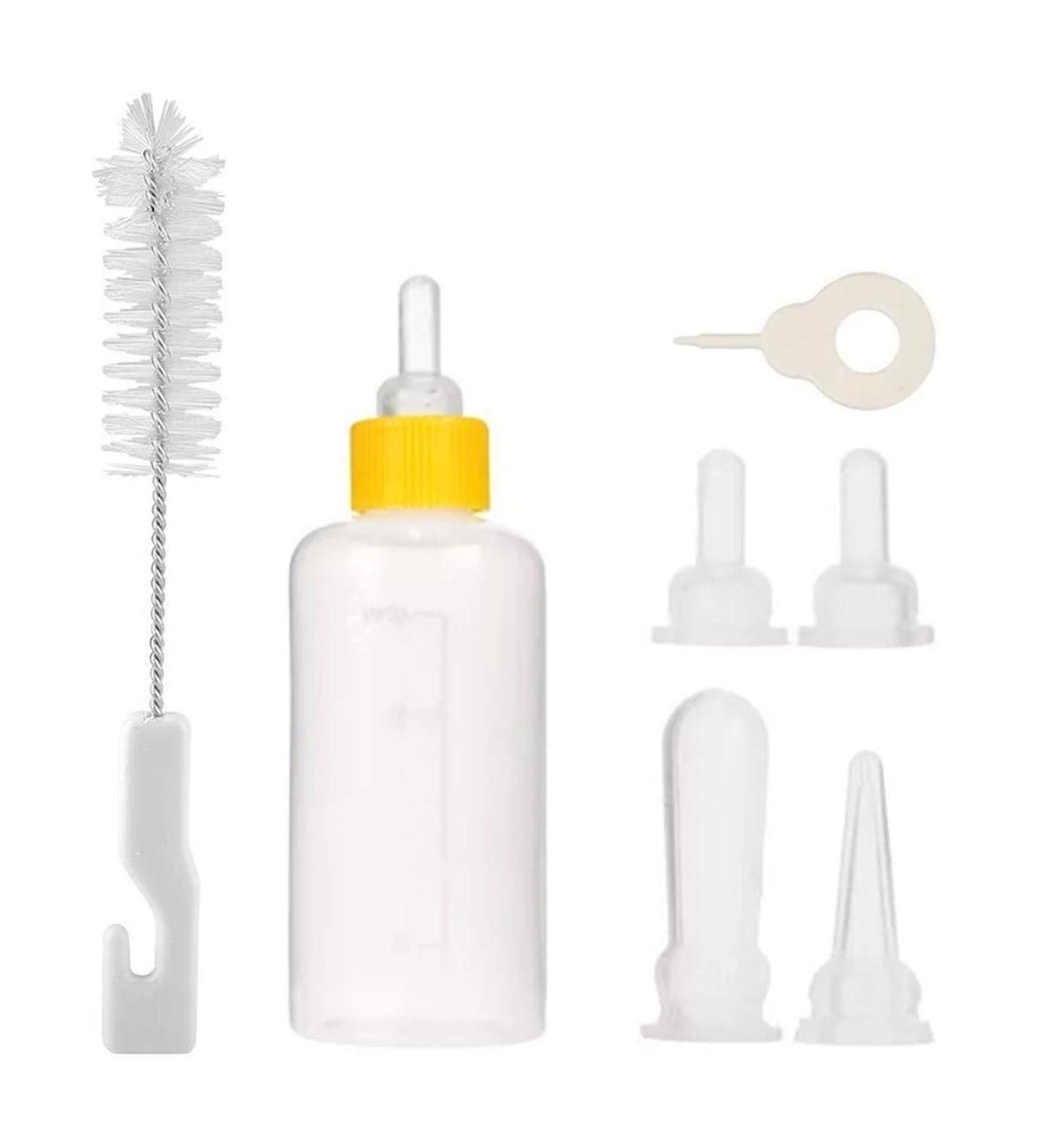 7 Pcs Cat Nursing Bottle 60ml Pet Feeding Bottle with Replacement Nipples and Cleaning Brushes for Pet Puppy Cat Kitten Rabbit - Buy Online on GoSupps.com
