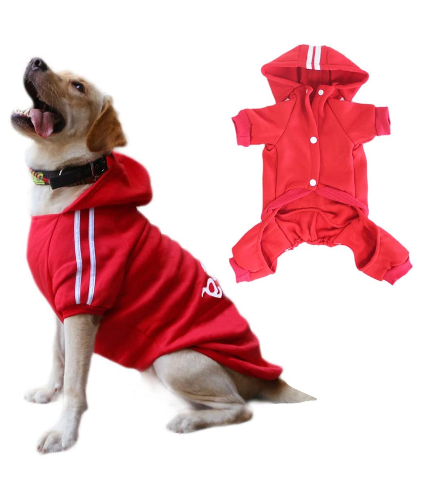 Shop Dogs Hoodies 4 Legs Overall | Walray Warm Sweatshirt for All Dog Sizes & Cats - Cotton Jacket & Training Suit 3XL Red - Buy Online on GoSupps.com