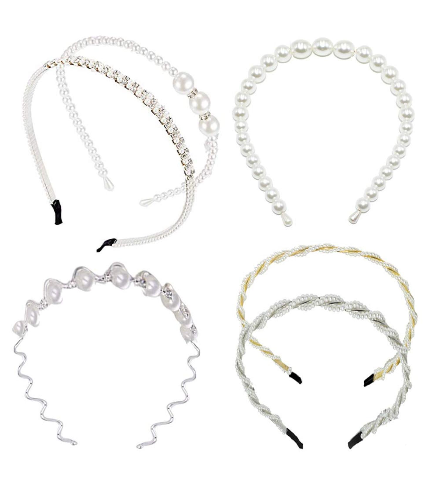 Elegant Pearl Headbands for Women - 6 Piece White Faux Pearl Hair Accessories for Weddings & Everyday Use - Buy Online on GoSupps.com