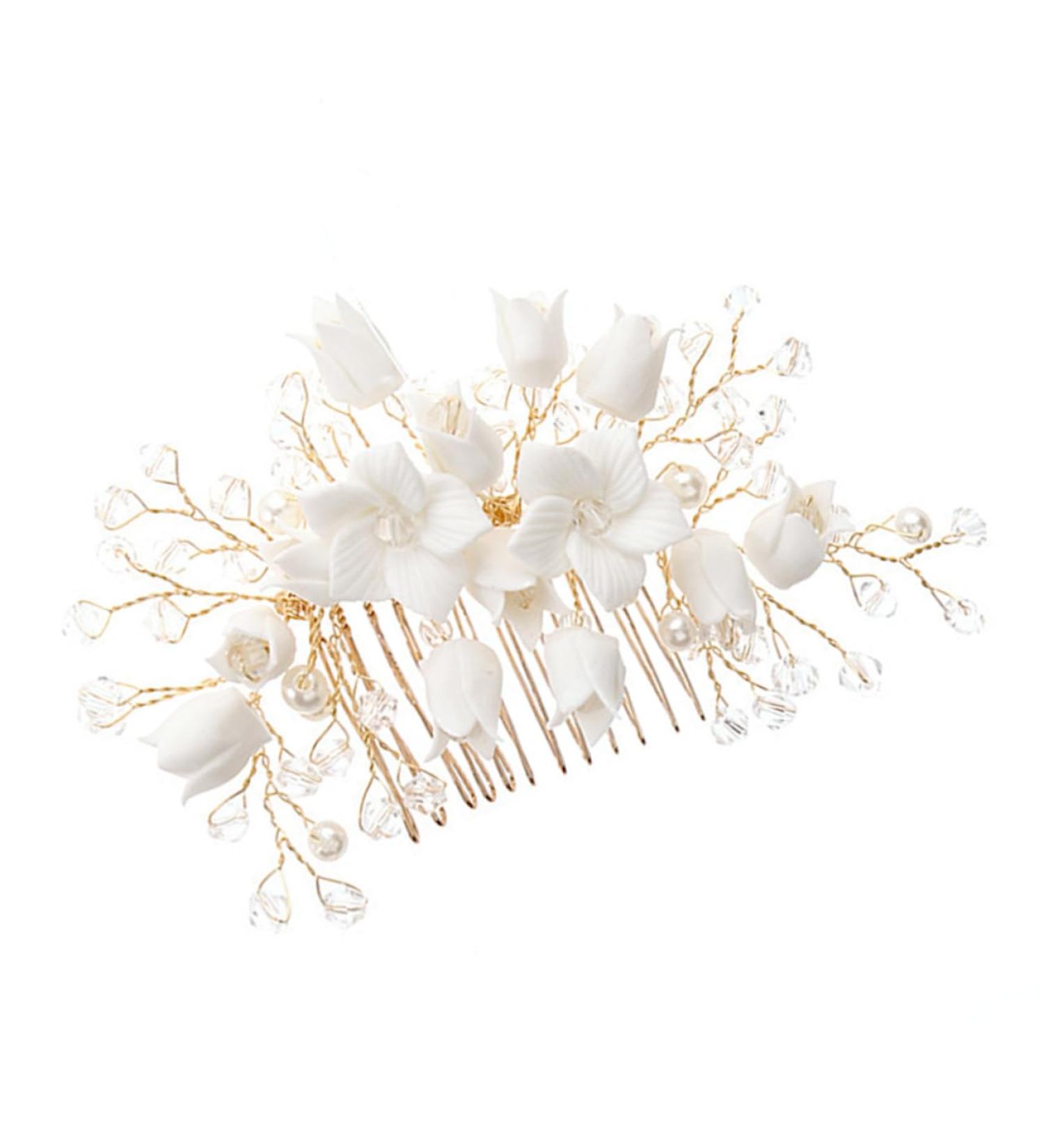 Ipetboom Wedding Hair Comb Bridal Hair Comb Accessories White The Flowers Zinc Alloy Miss Wedding Hair Piece - Buy Online on GoSupps.com